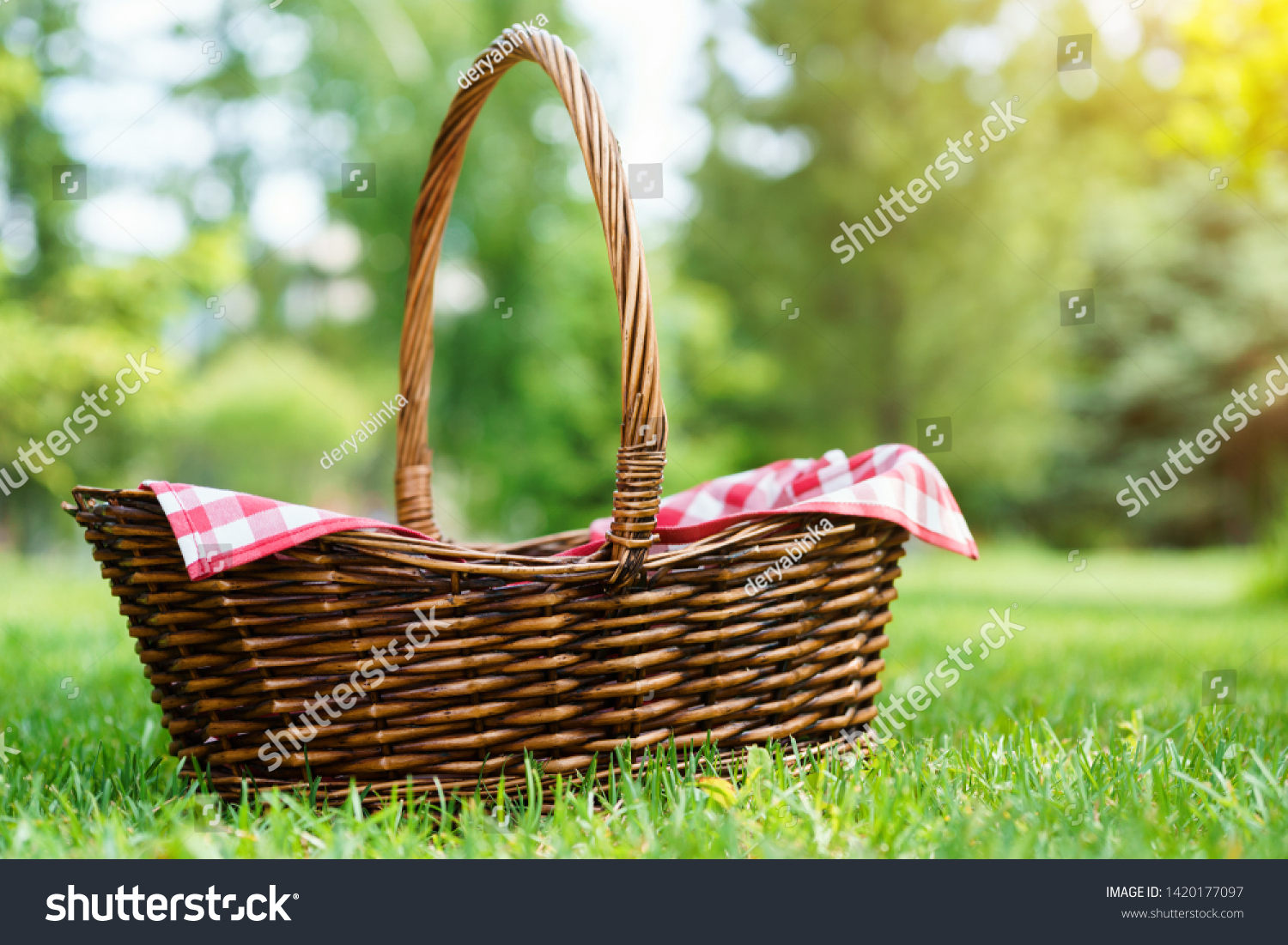 Empty Picnic Basket Red Checkered Napkin Stock Photo 1420177097 ...