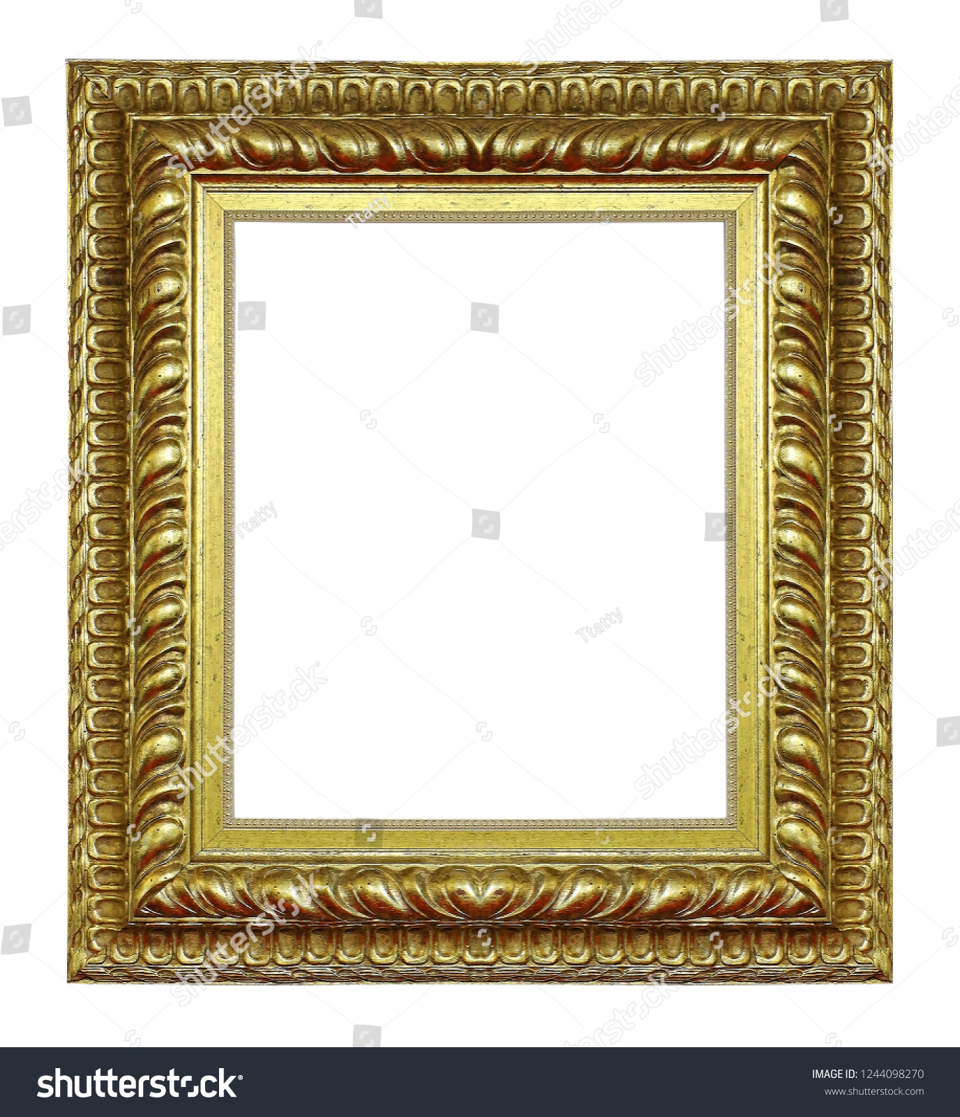 Empty Retro Golden Frame Isolated On Stock Photo 1244098270 | Shutterstock