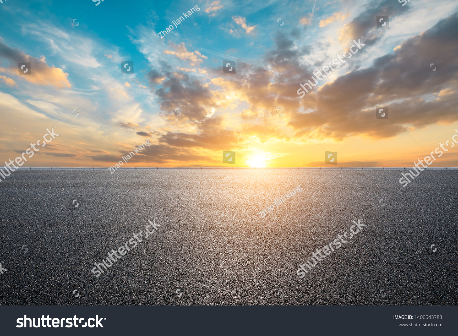 Empty Road Sky Nature Landscape Sunrise Stock Photo 1400543783 ...