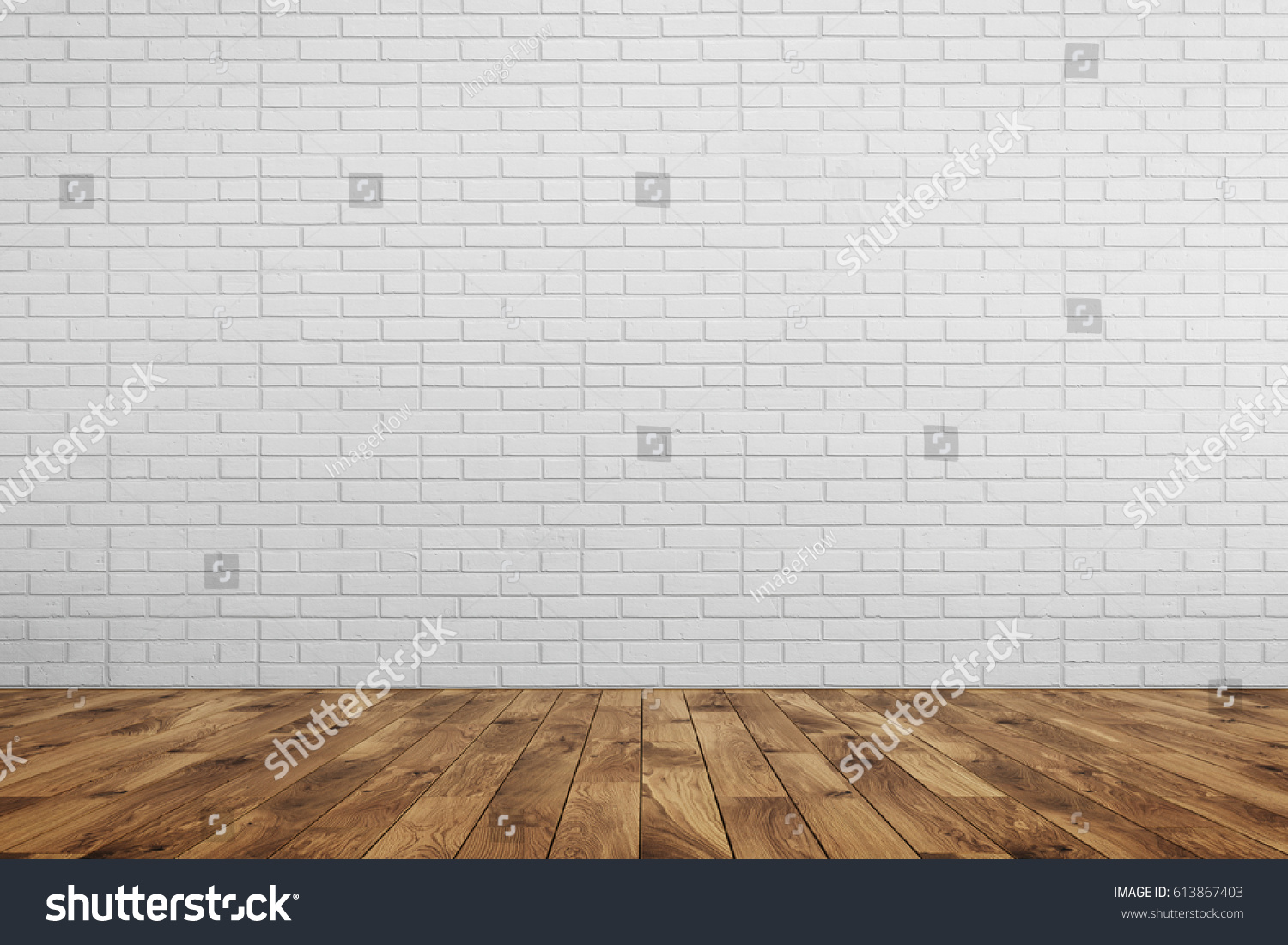 Empty Room Interior White Brick Wall Stock Illustration 613867403