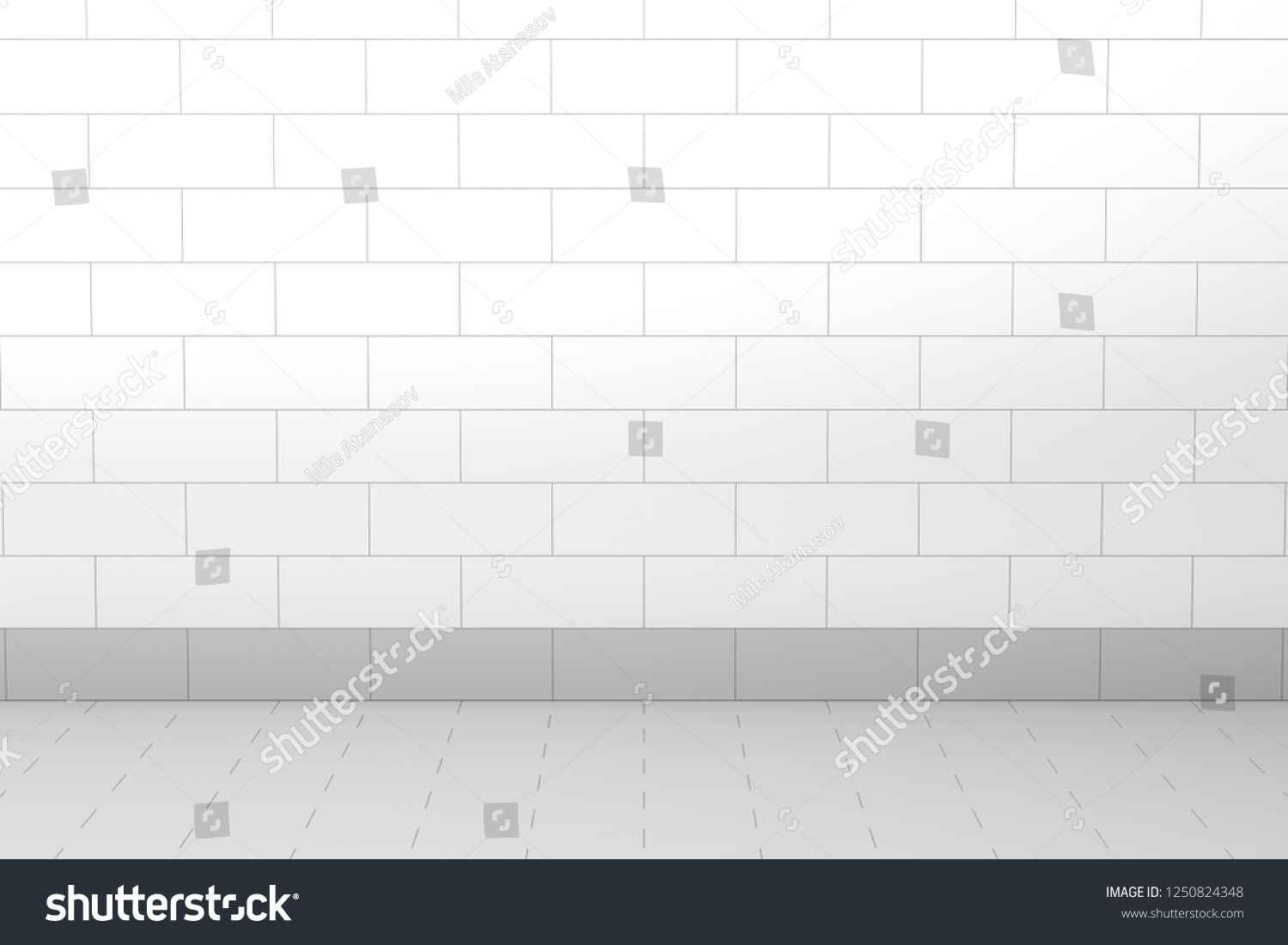 Empty Room Tiled Wall Floor 3d Stock Illustration 1250824348