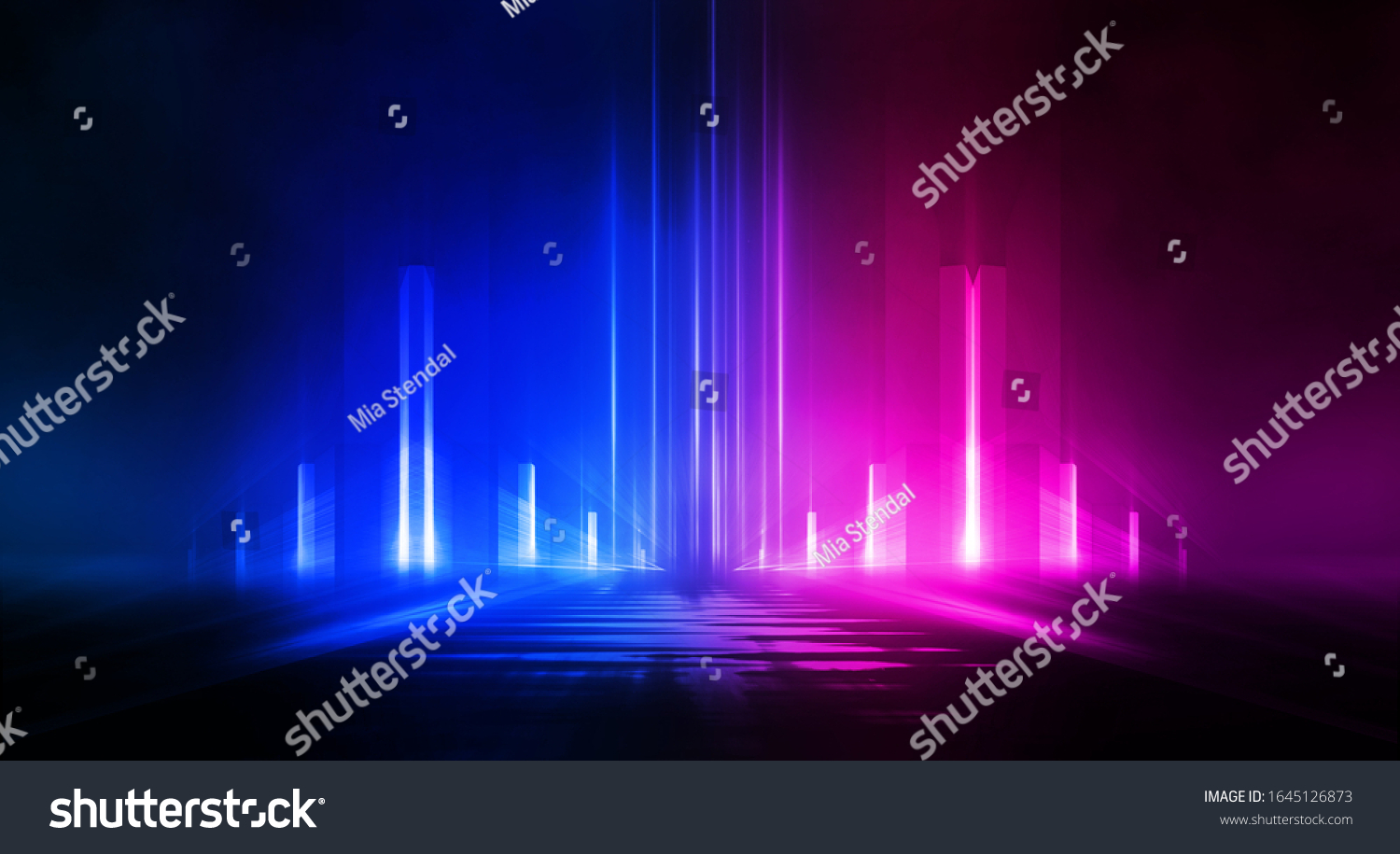 Empty Stage Blue Pink Purple Neon Stock Illustration 1645126873 ...