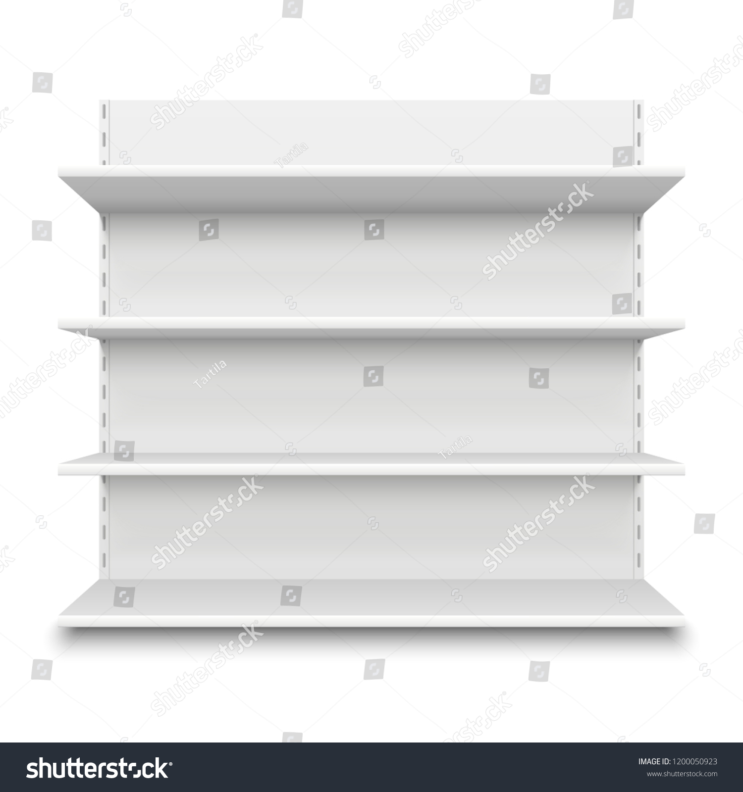 Empty Supermarket Shelf Retail Store White Stock Illustration