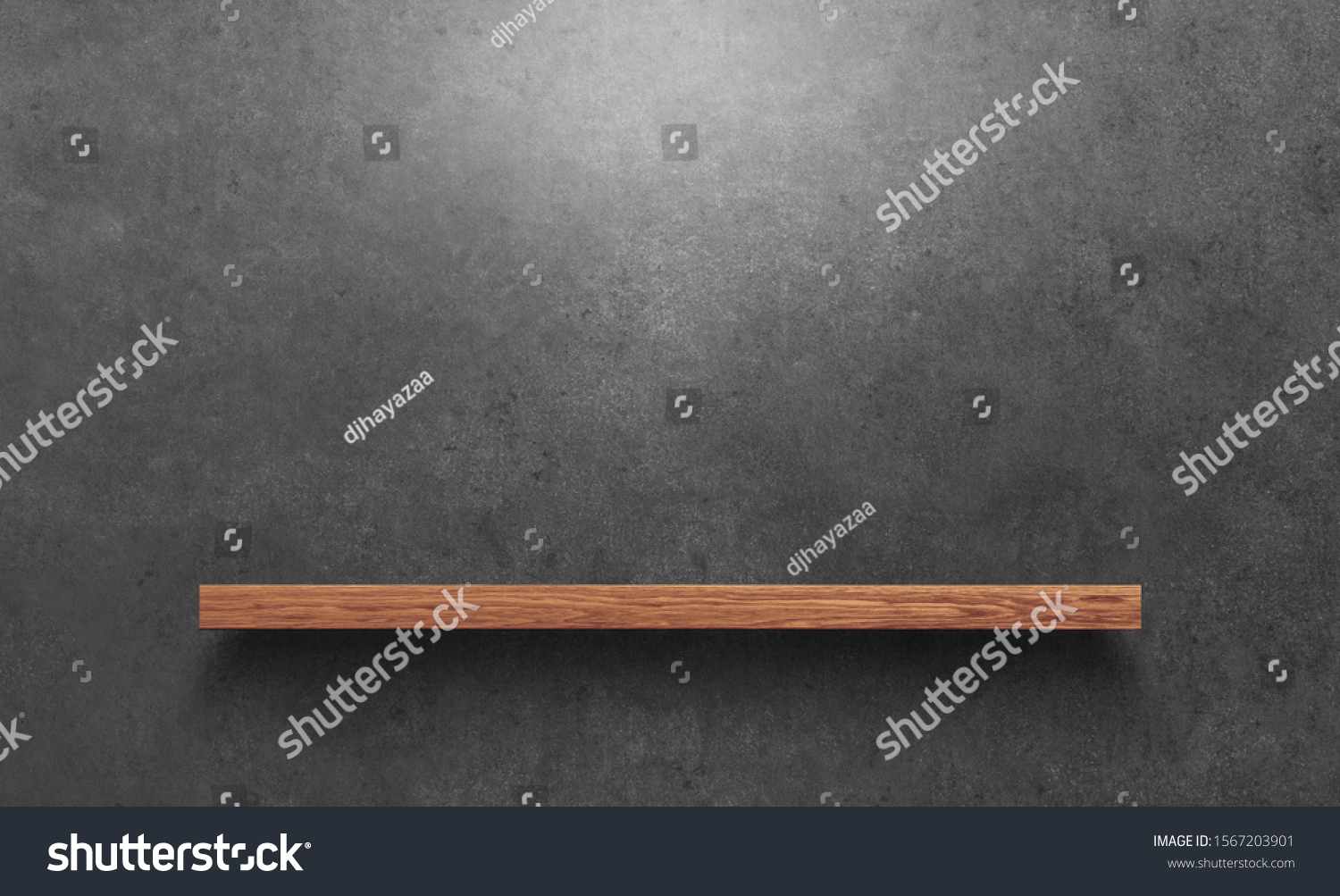 Empty Wooden Shelf Over On Bare Stock Photo (Edit Now) 1567203901