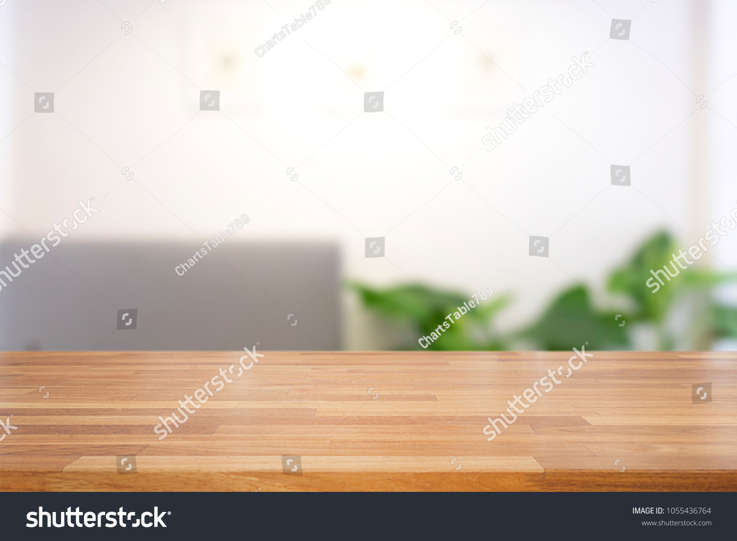 Empty Wooden Table Living Room Background Stock Photo (Edit Now) 1055436764