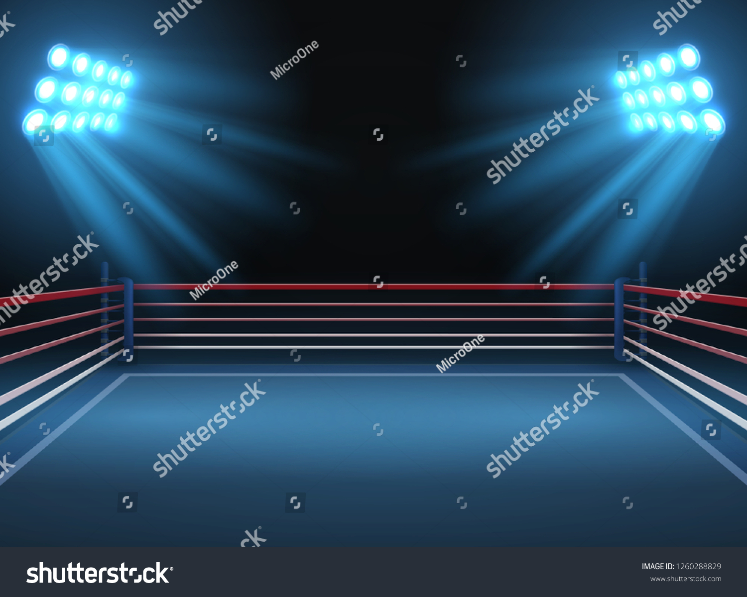 Empty Wrestling Sport Arena Boxing Ring Stock Illustration 1260288829