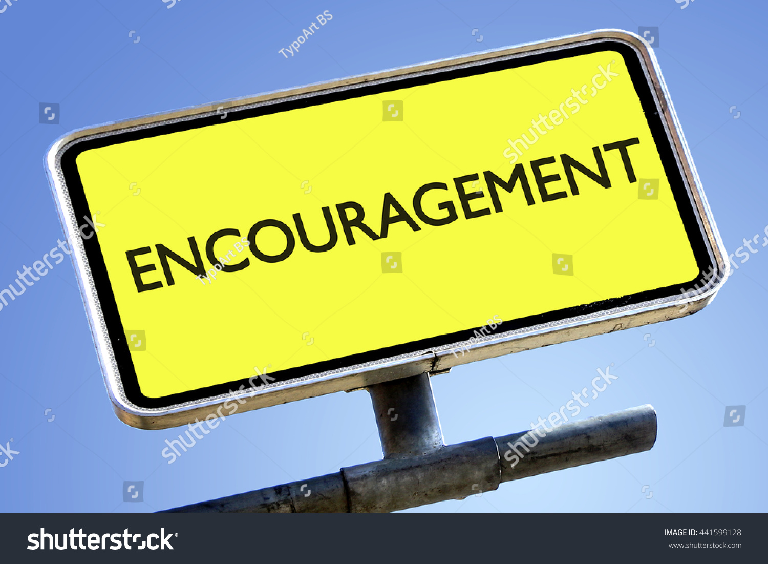 Encouragement Word On Roadsign Yellow Background Stock Photo (Edit Now ...