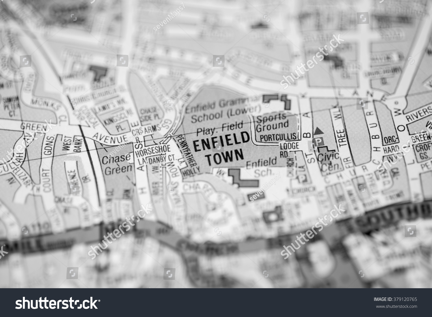 Enfield Town London Uk Map Stock Photo 379120765 Shutterstock   Stock Photo Enfield Town London Uk Map 379120765 