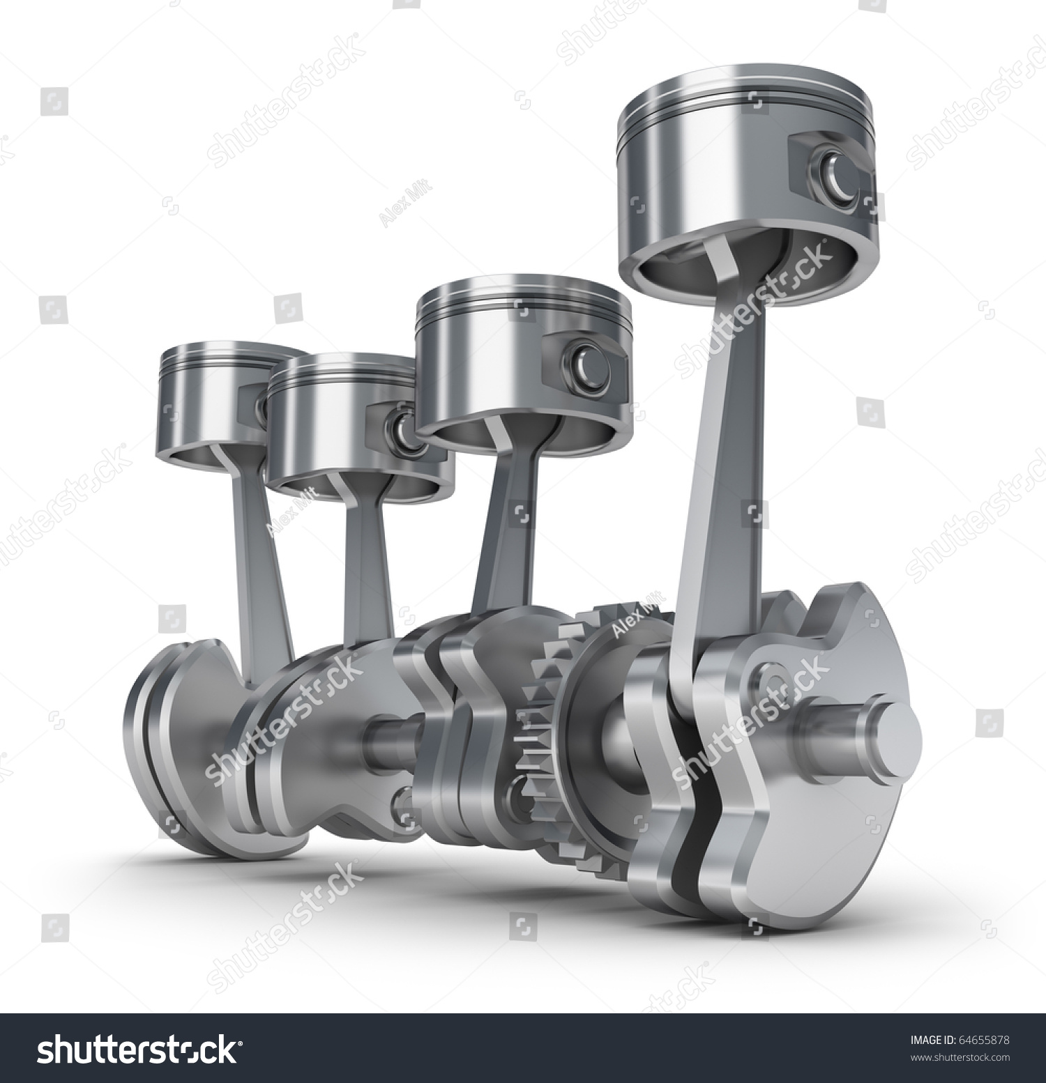 Engine Pistons And Cog. 3d Image. Stock Photo 64655878 : Shutterstock