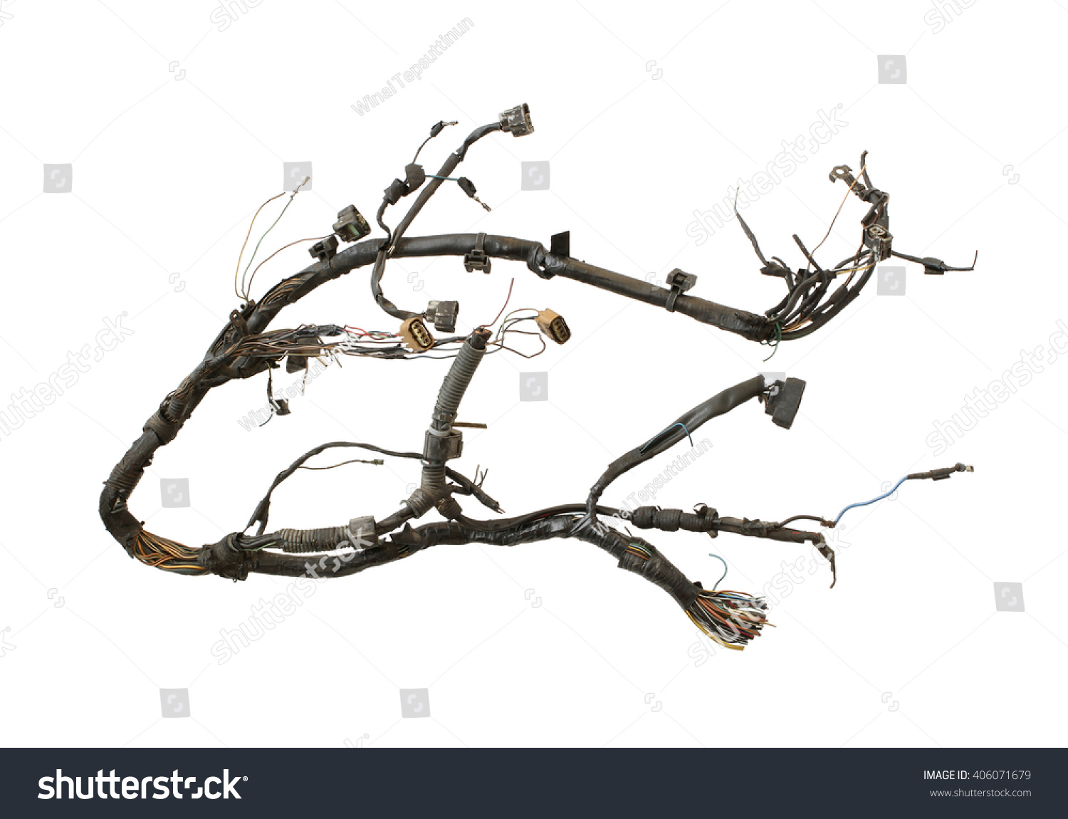 Engine wiring harness isolated on white background