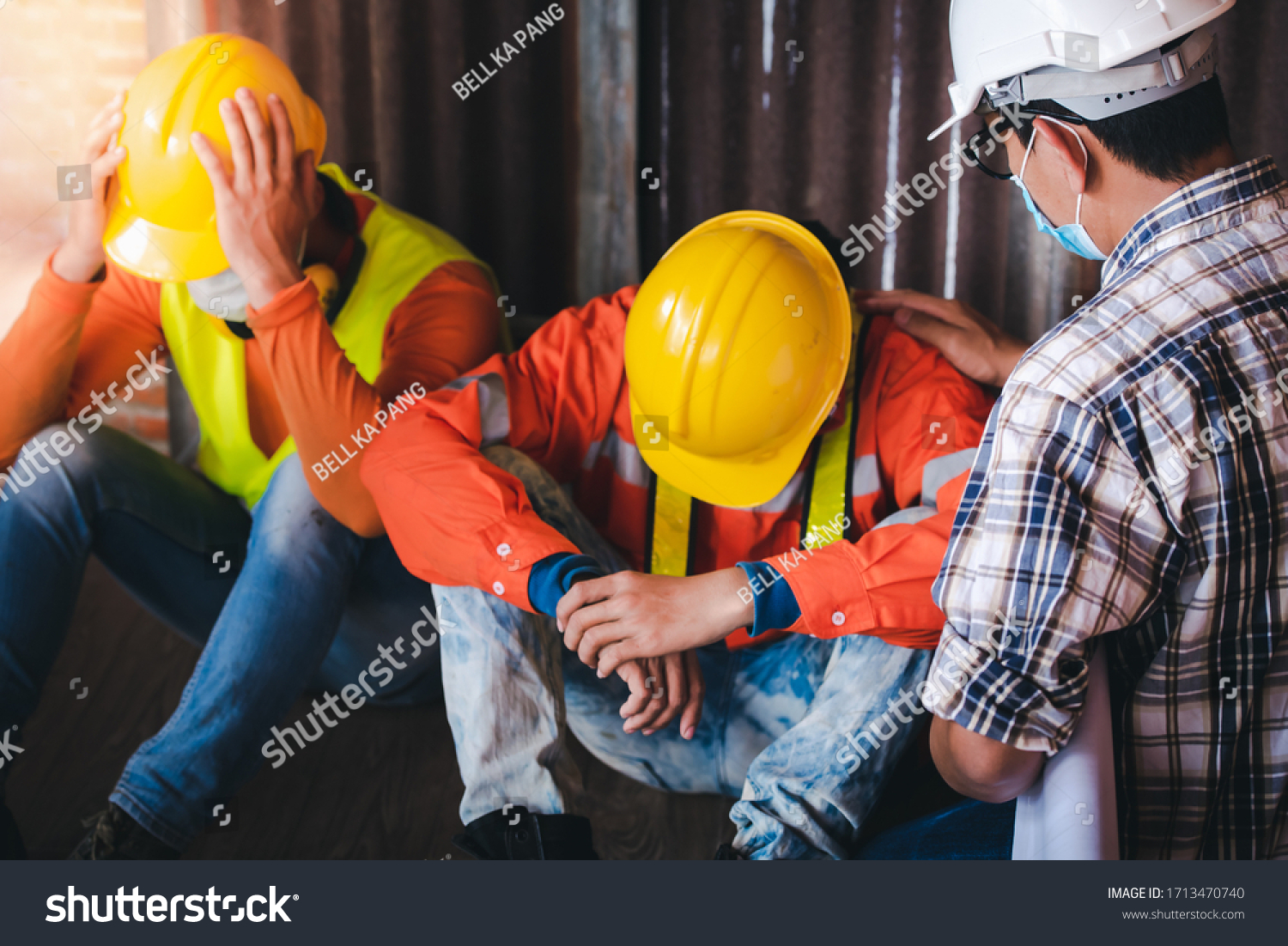 Engineers Construction Workers Two People Sit Stock Photo 1713470740 ...