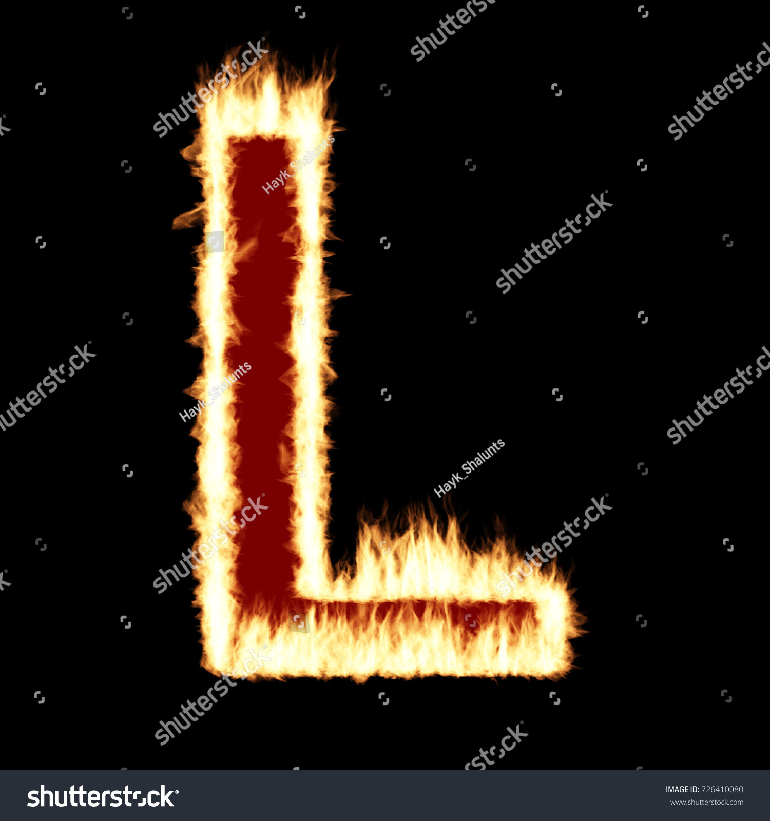 English Alphabet Capital Letter L Flame Stock Illustration 726410080