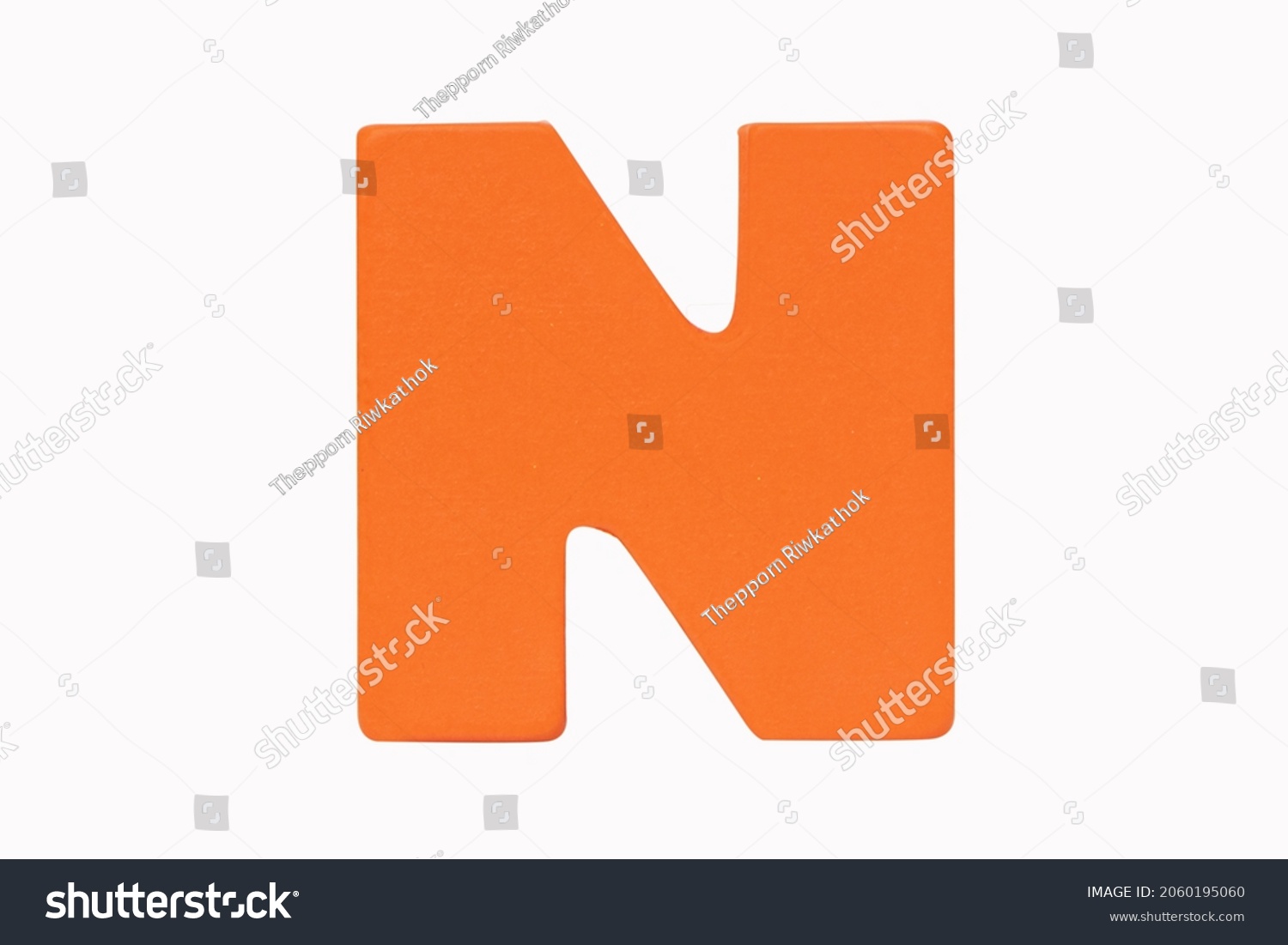 English Alphabet Letter Orange N Wooden Stock Photo (Edit Now) 2060195060