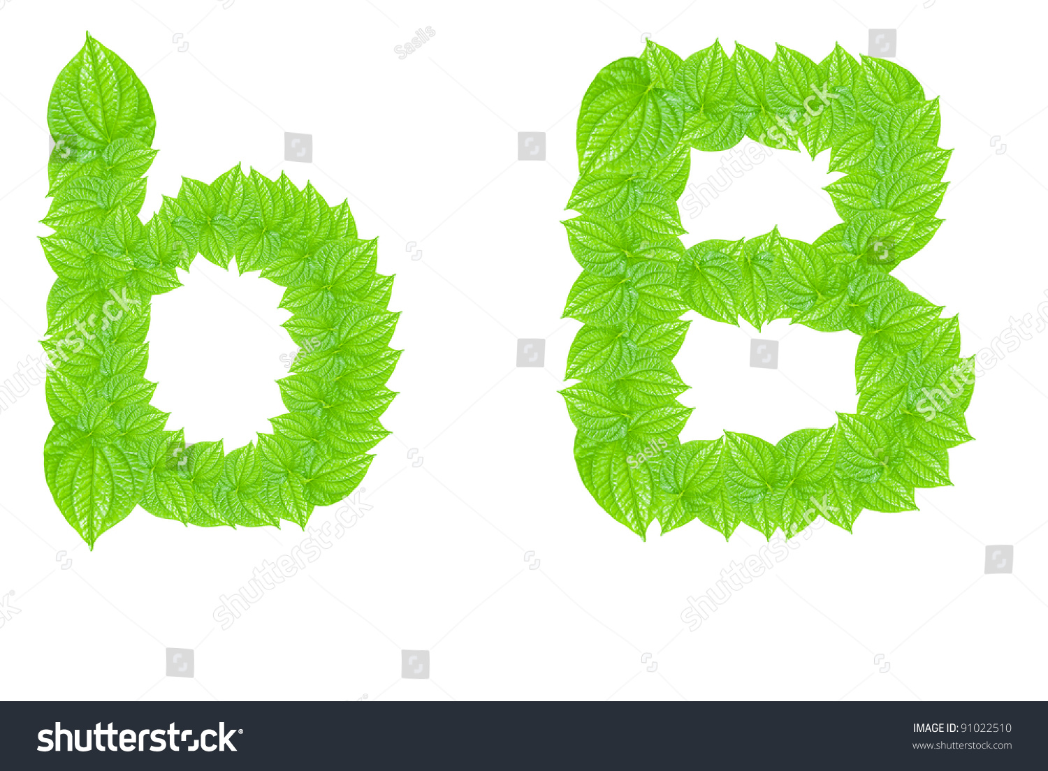English Alphabet Made From Green Leafs With Letter B In Small Capital ...