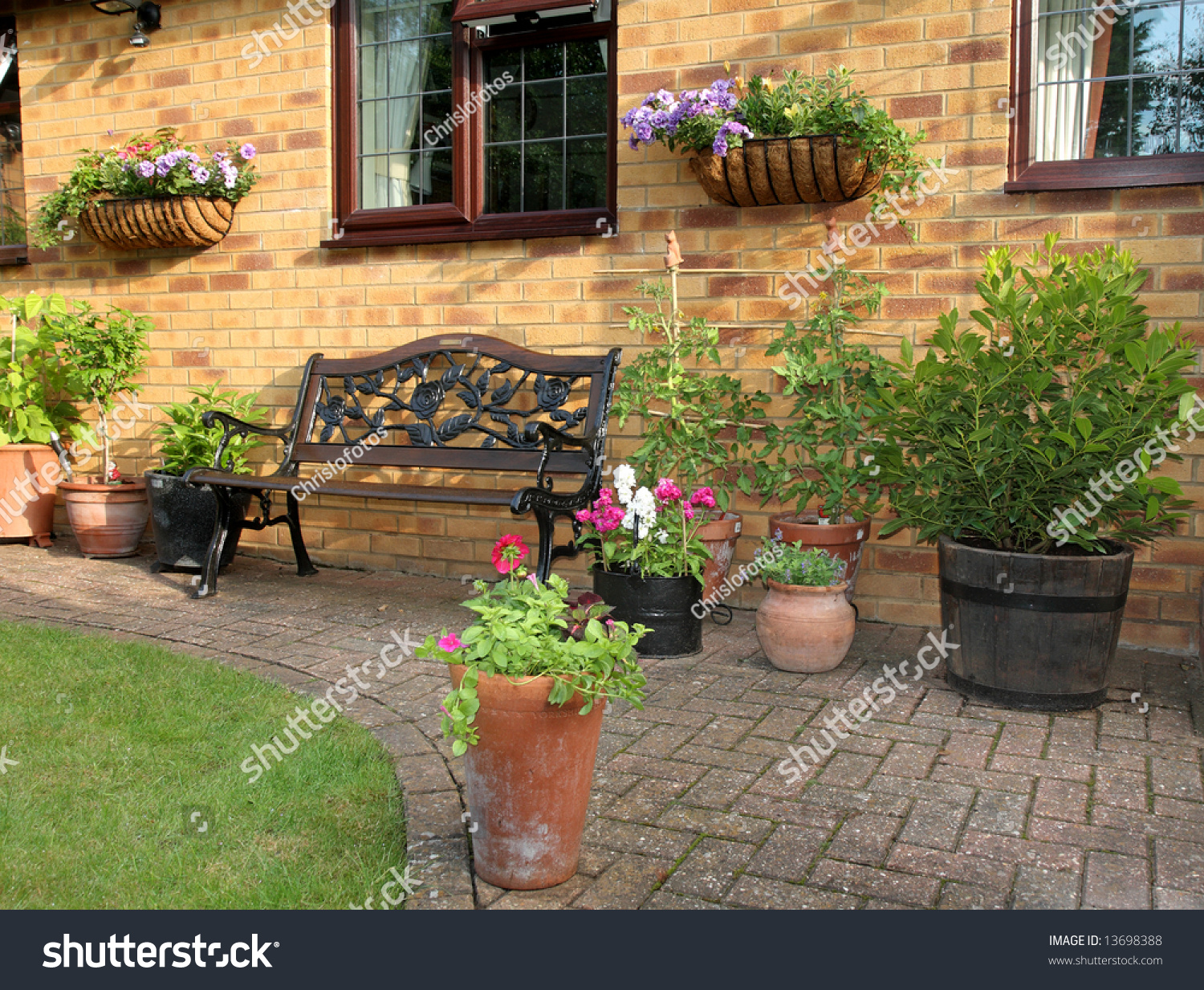 English Garden Patio Area Bench Seat Stock Photo Edit Now 13698388
