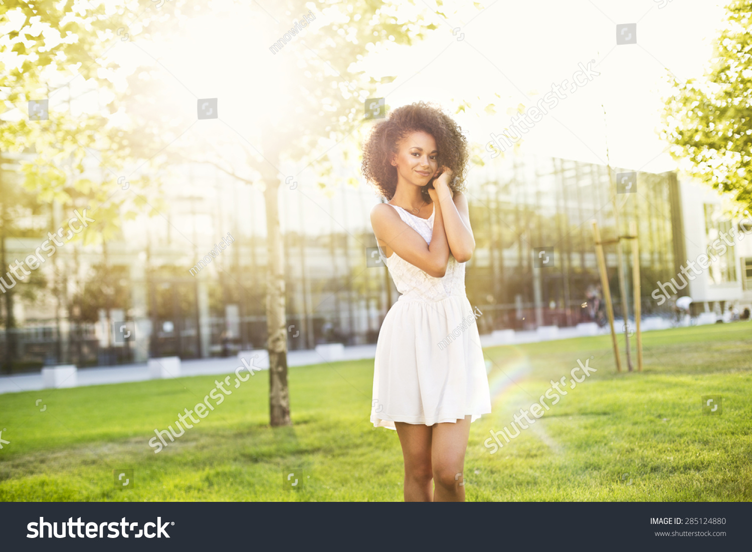 Enjoyment - Free Happy American African Woman With Afro Enjoying Sunset ...