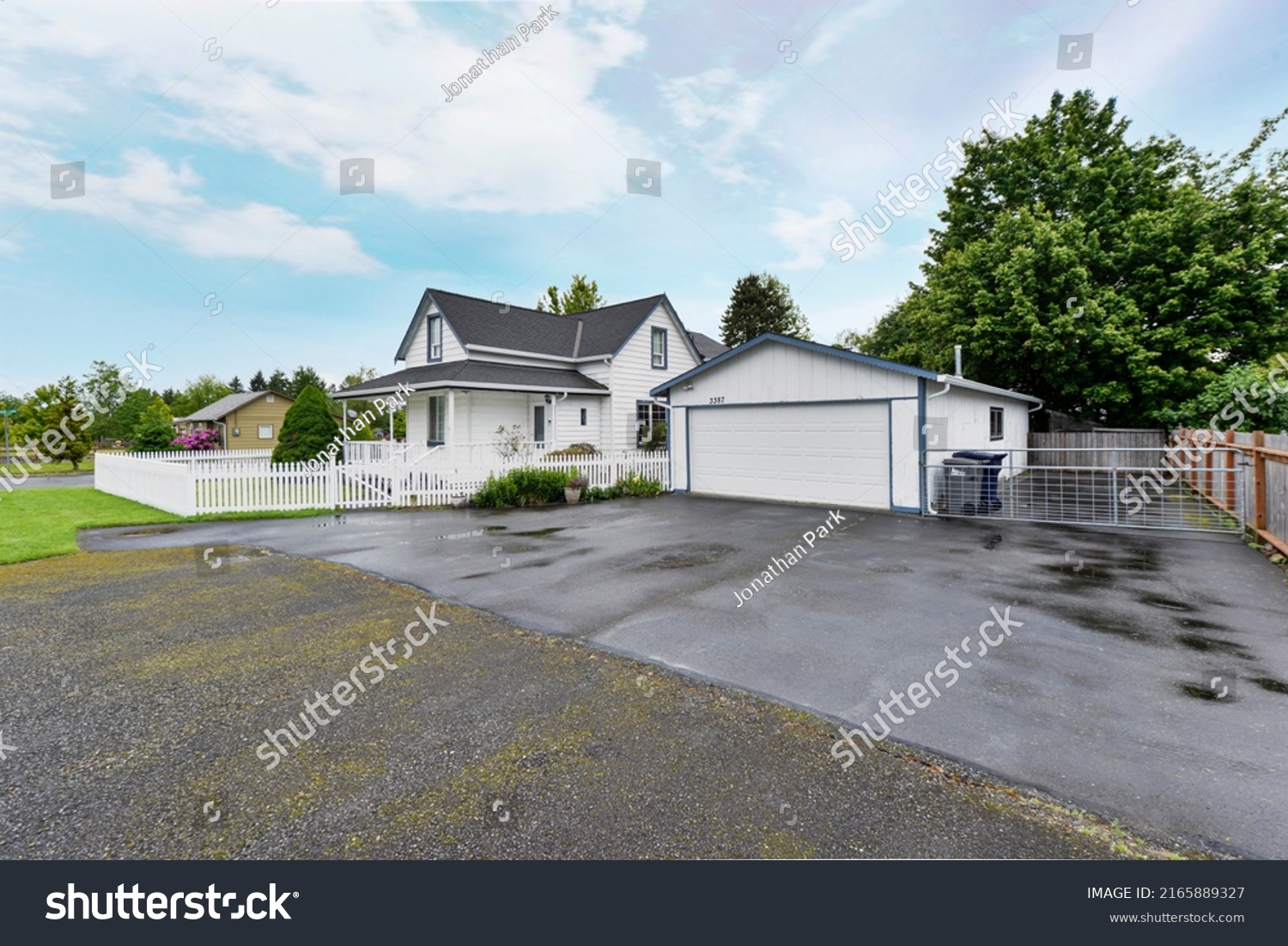 Stock Photo Enumclaw Wa Usa June Modern Residential Front Exterior 2165889327 