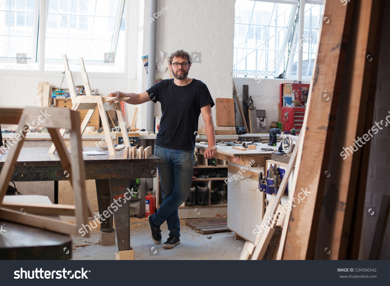 environmental portrait furniture designer maker his stock photo furniture designer