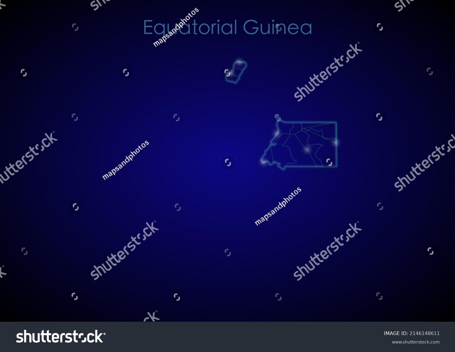 Equatorial Guinea Concept Map Glowing Cities Stock Illustration   Stock Photo Equatorial Guinea Concept Map With Glowing Cities And Network Covering The Country Map Of 2146148611 