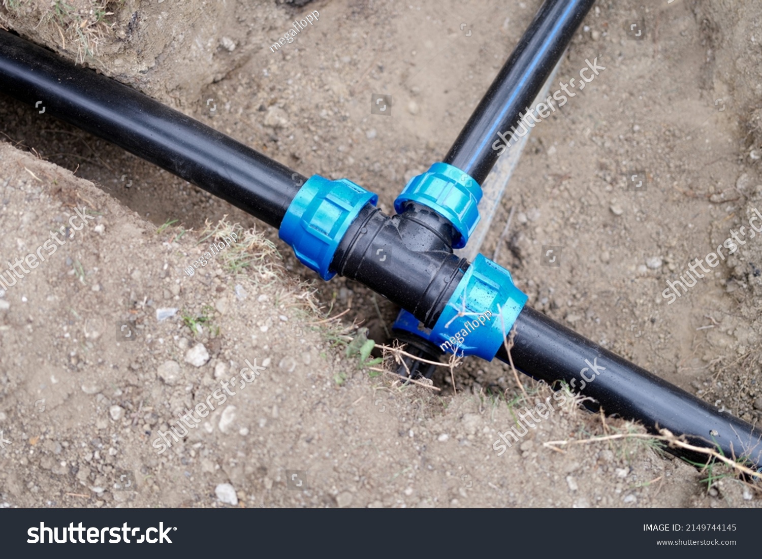 Equipment Automatic Watering Soil Pipes Lying Stock Photo 2149744145 ...