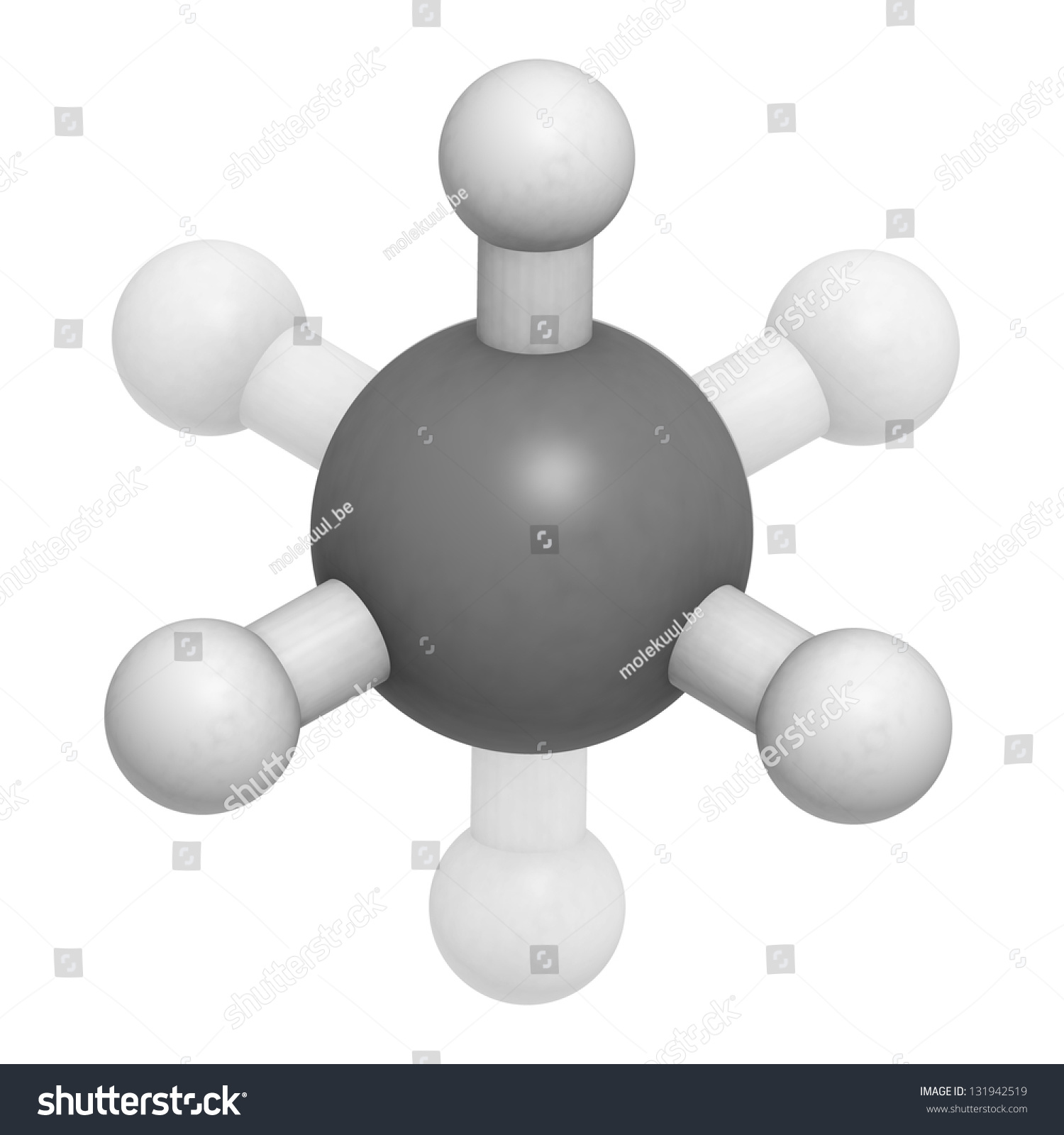 Ethane Natural Gas Component, Molecular Model. Atoms Are Represented As ...