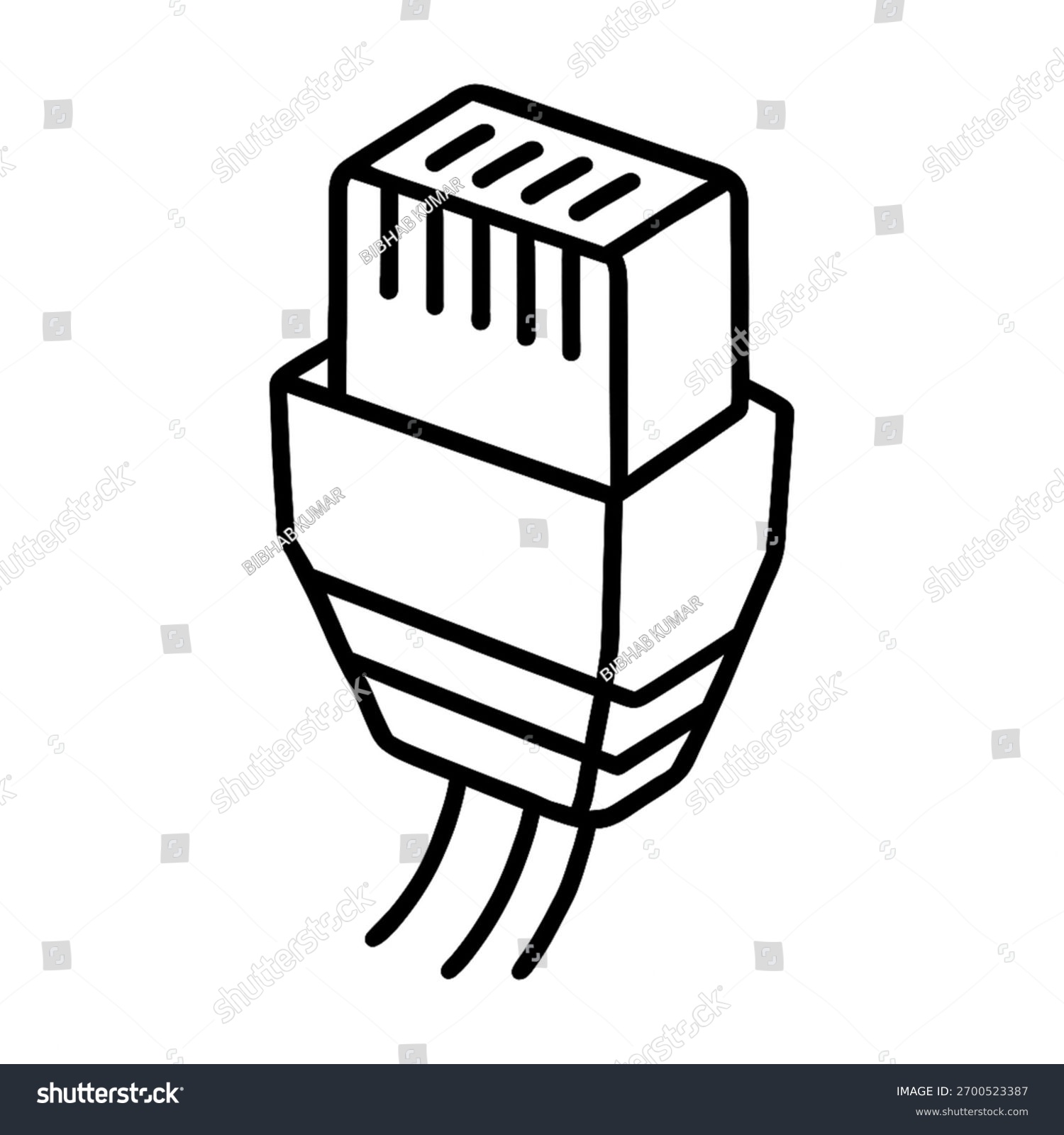 black ethernet cable icon, simple outline clip art preview