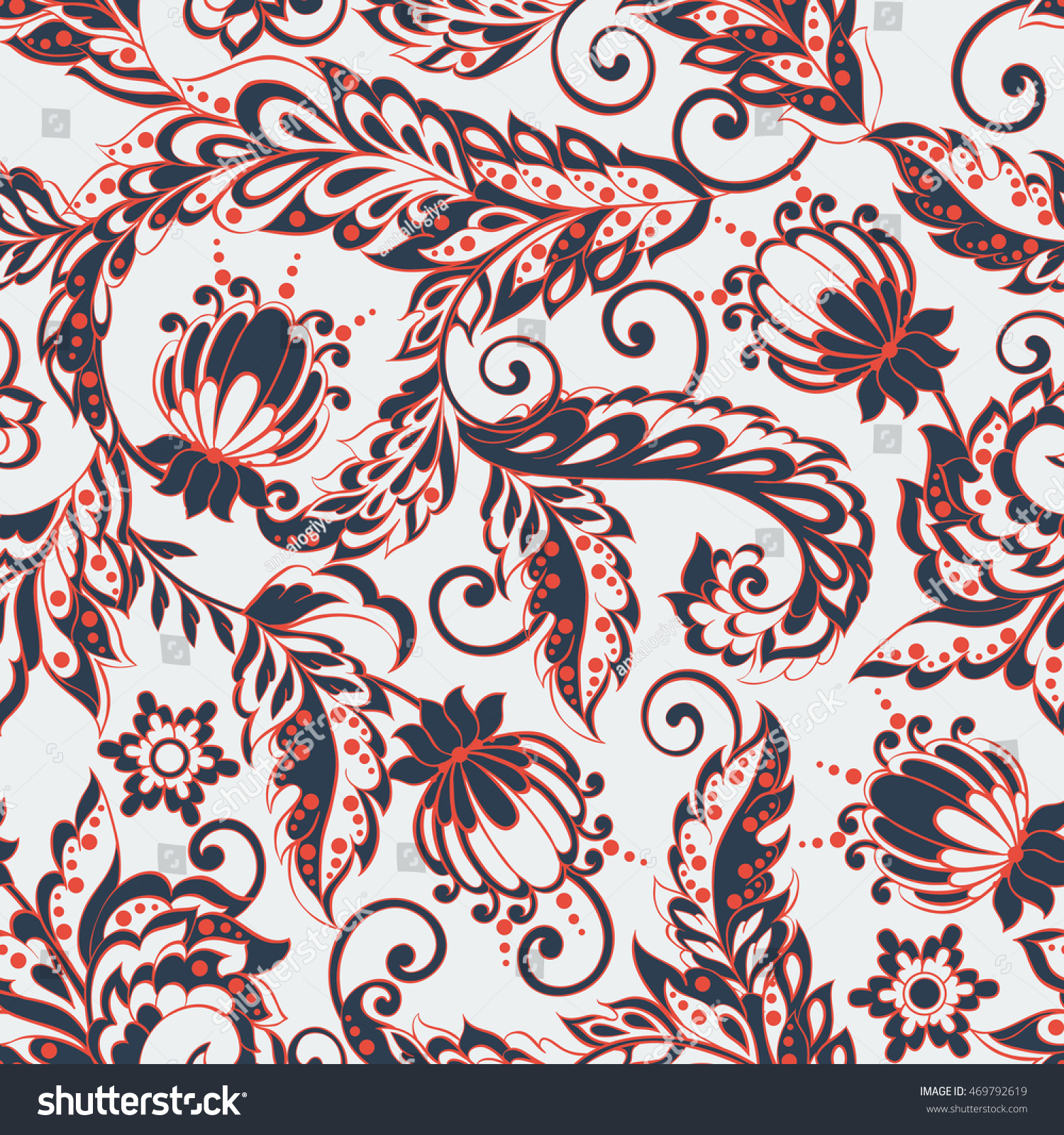 Ethnic Floral Ornament In Batik Style Stock Photo 469792619 : Shutterstock