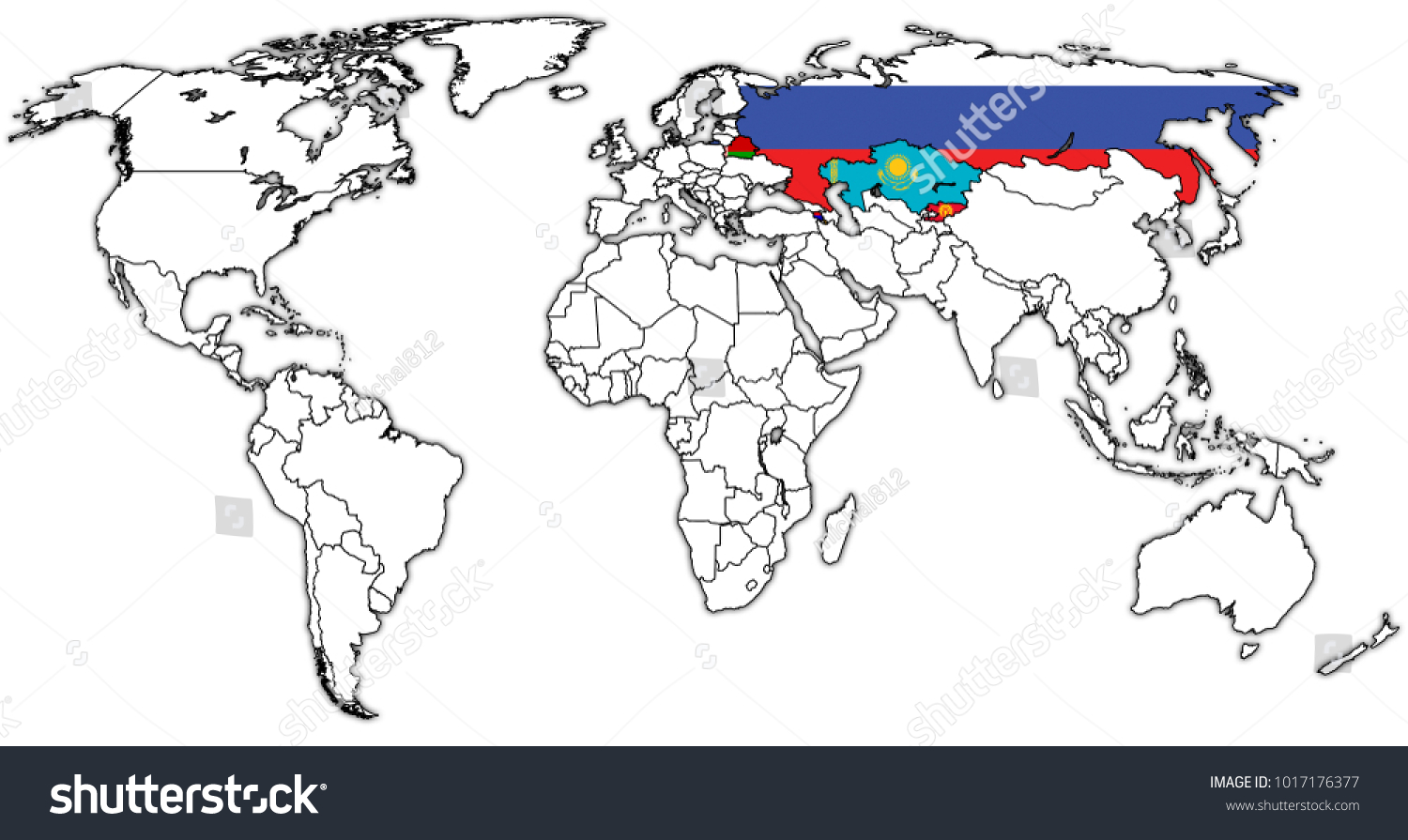 Eurasian Economic Union Member Countries Flags Stock Illustration ...