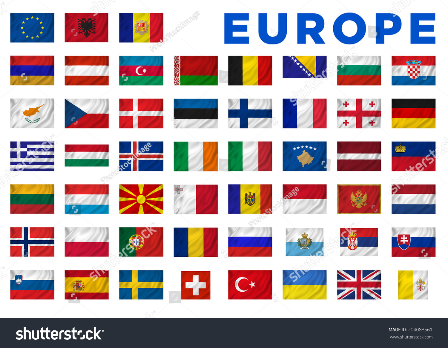 Europe Flags All European Countries Clipping Stock Illustration ...