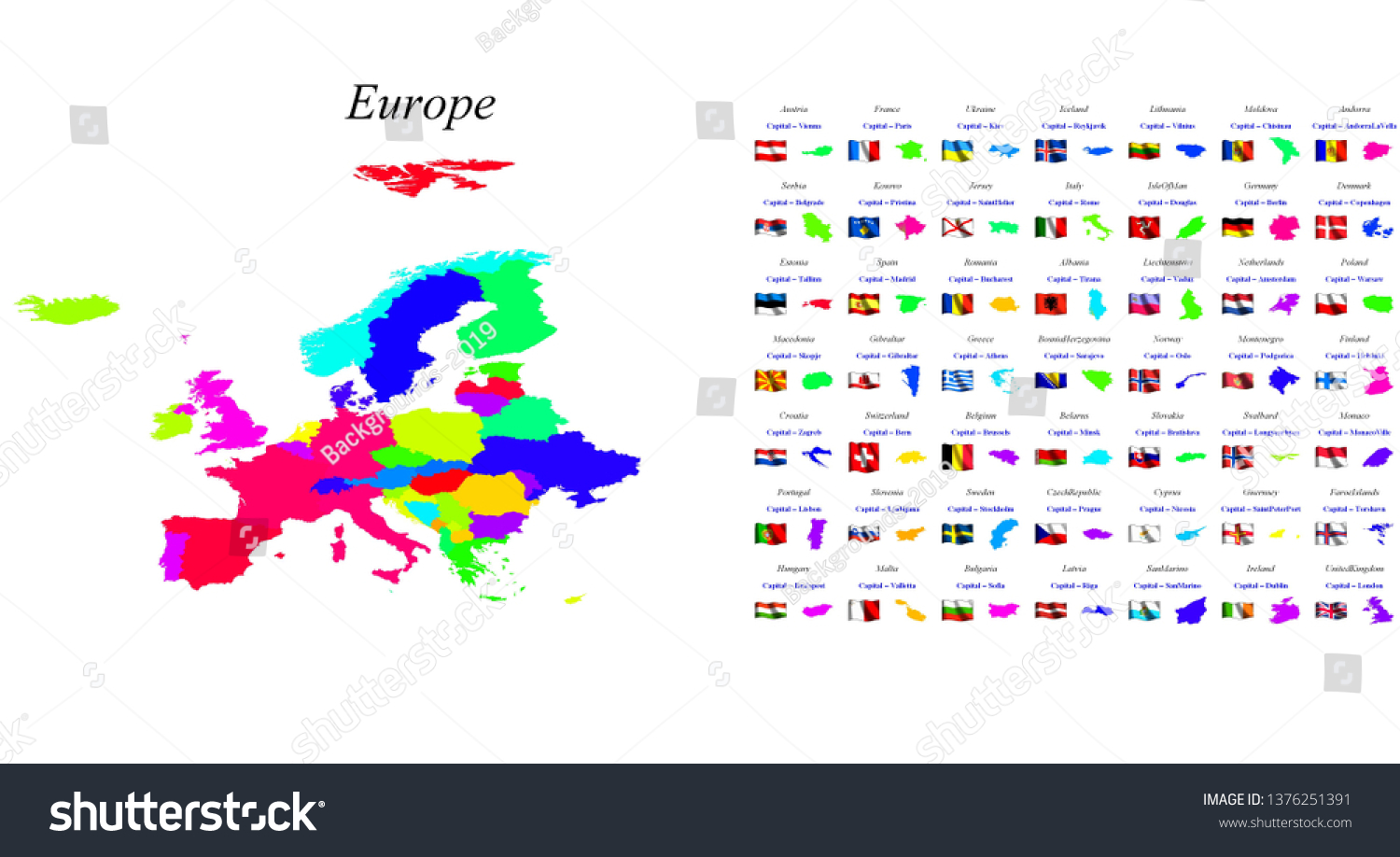 Europe Map Countries National Flags Stock Illustration 1376251391 ...