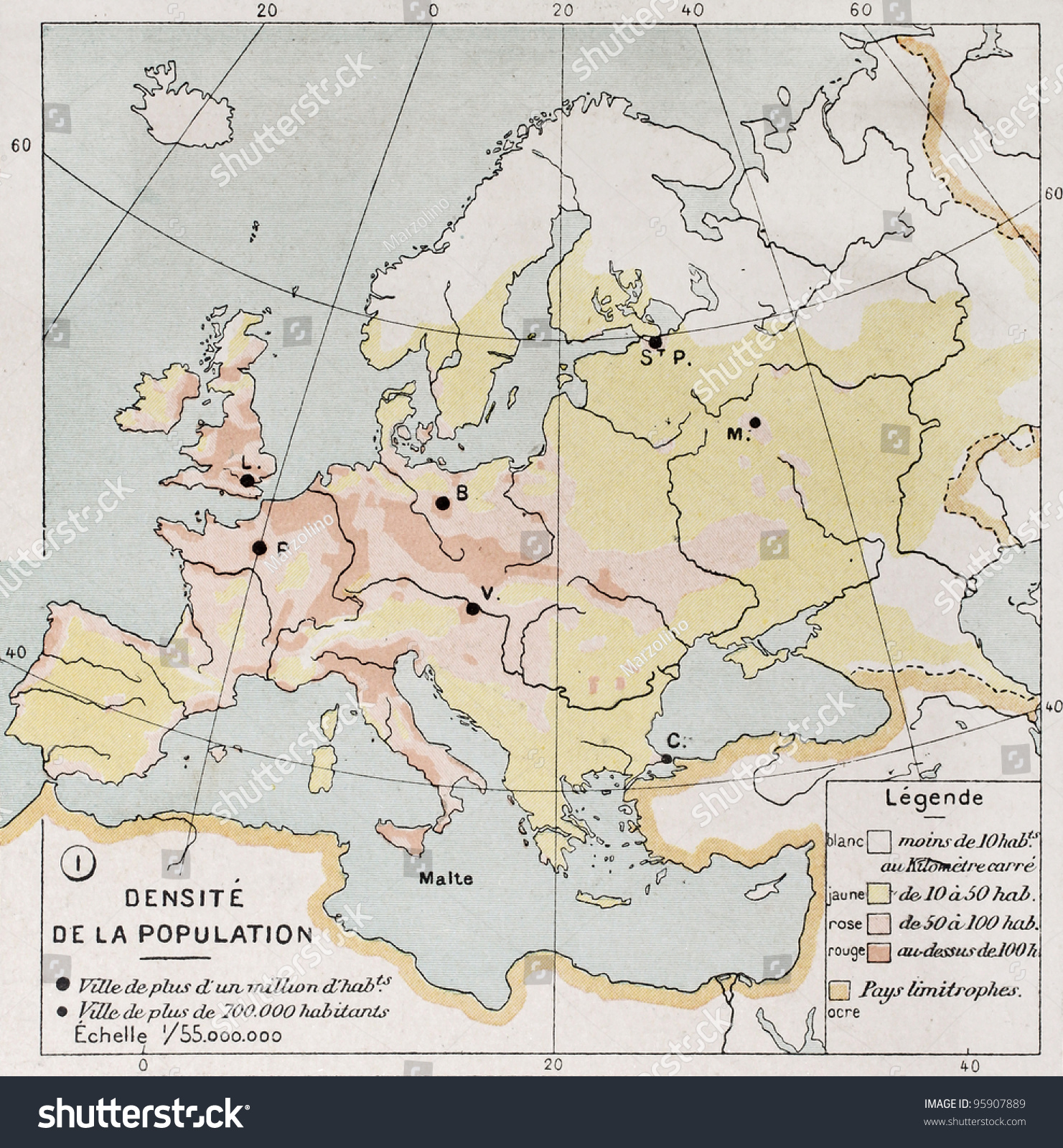 Europe Population Density End 19th Century Stock Illustration 95907889 ...