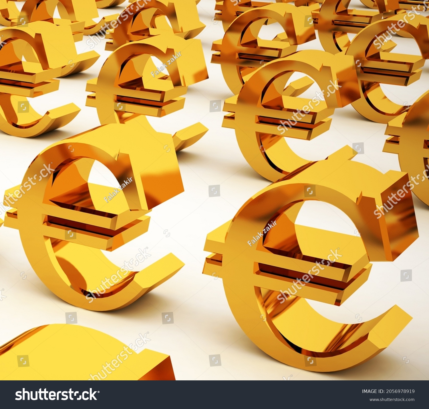 Euros Sign 3d Golden Euros Symbols Stock Illustration 2056978919