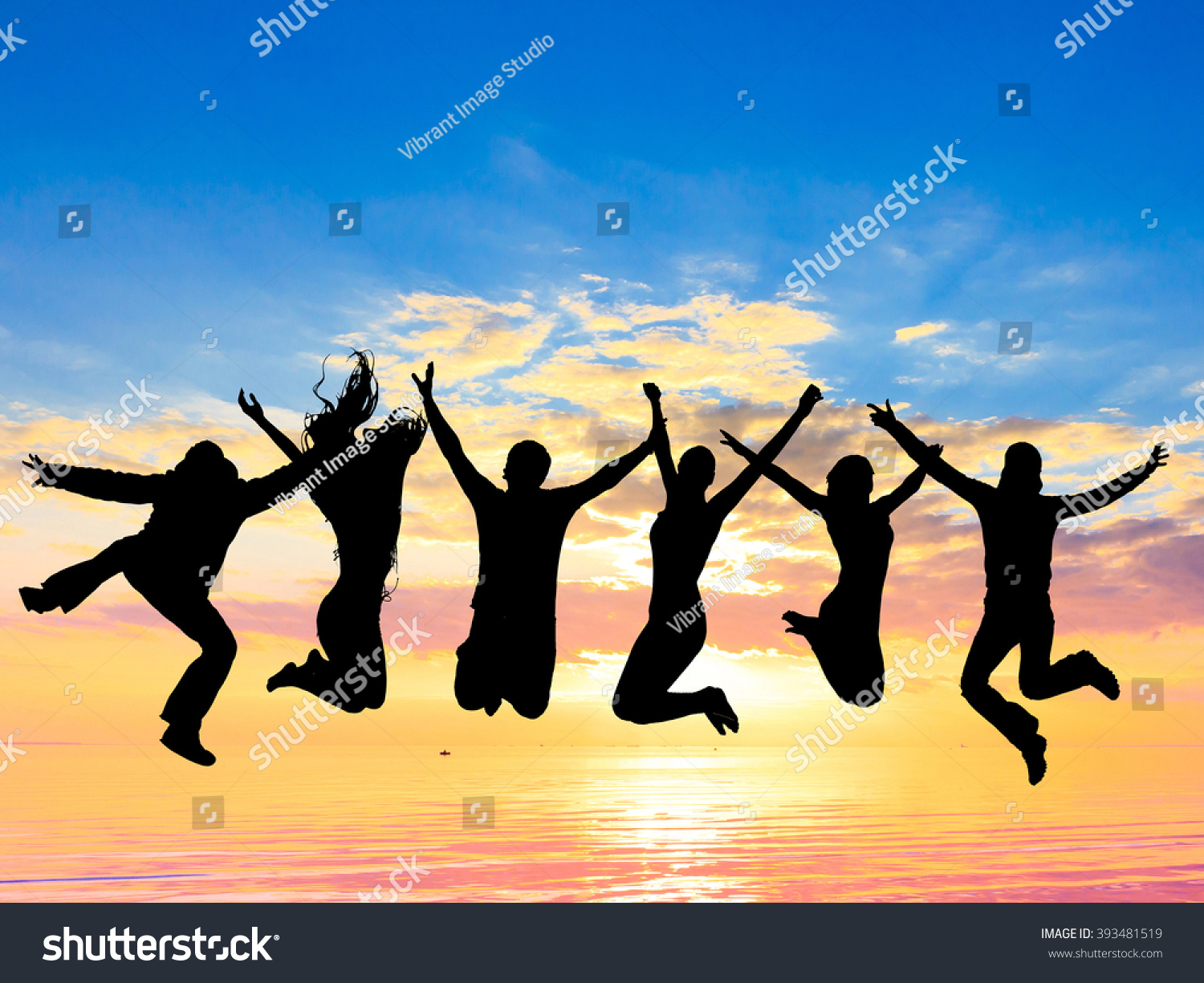 Evening Celebration Friends Silhouettes Stock Photo 393481519 ...