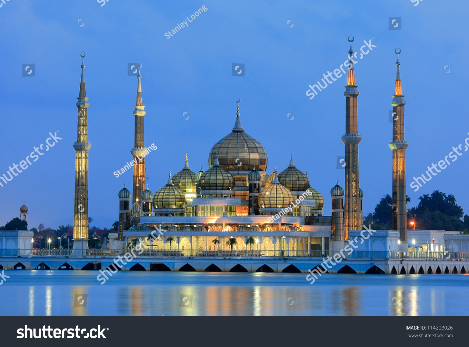 Evening View Crystal Mosque Kuala Terengganu Stock Photo 