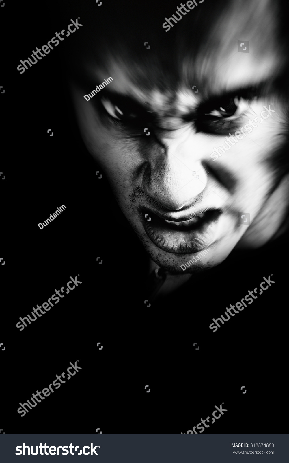 Evil Face Of Scary Angry Man In The Dark Stock Photo 318874880 ...