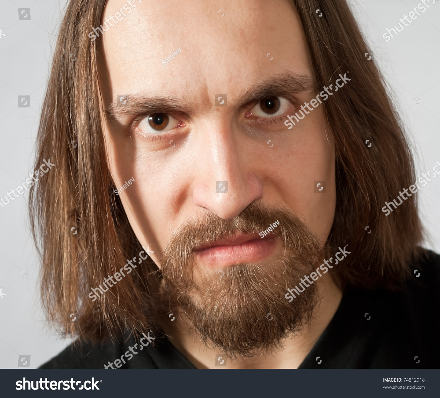 Evil Longhaired Young Man Beard Stock Photo 74812918 - Shutterstock