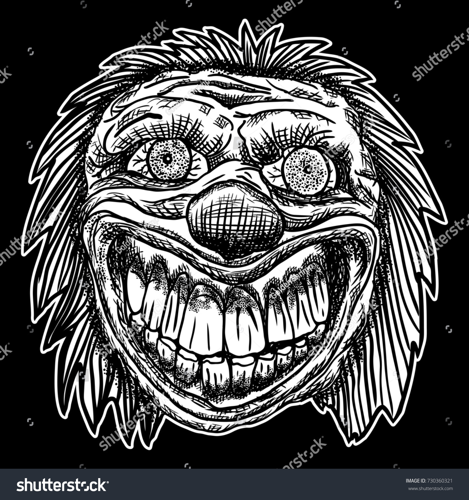 Evil Scary Clown Monster Big Nose Stock Illustration 730360321 ...