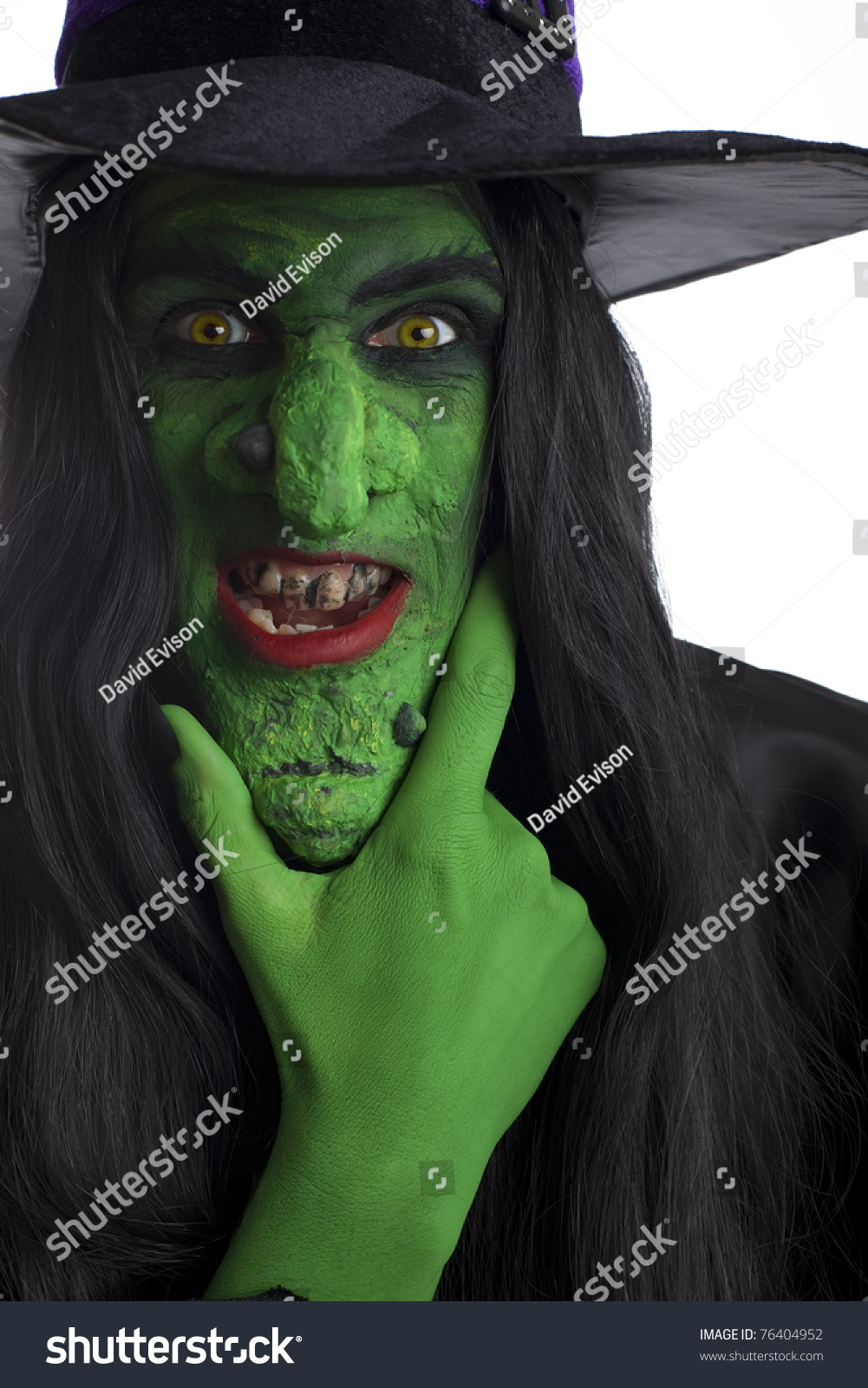 Evil Witch, Rubbing Her Chin. White Background. Stock Photo 76404952 ...