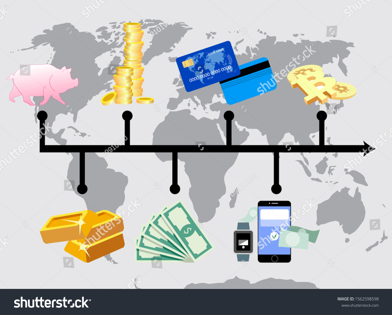 Evolution Money Barter Cryptocurrency World Progress Stock Illustration Evolution Money Barter Cryptocurrency World Progress Stock Illustration