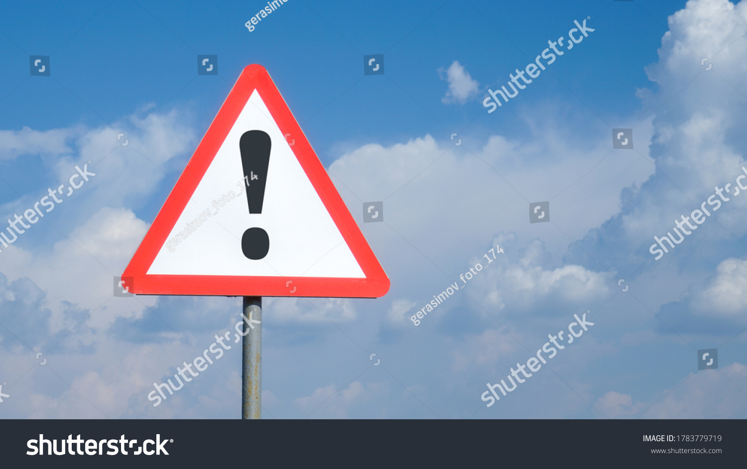 Exclamation Mark On Road Sign Background Stock Photo (Edit Now) 1783779719