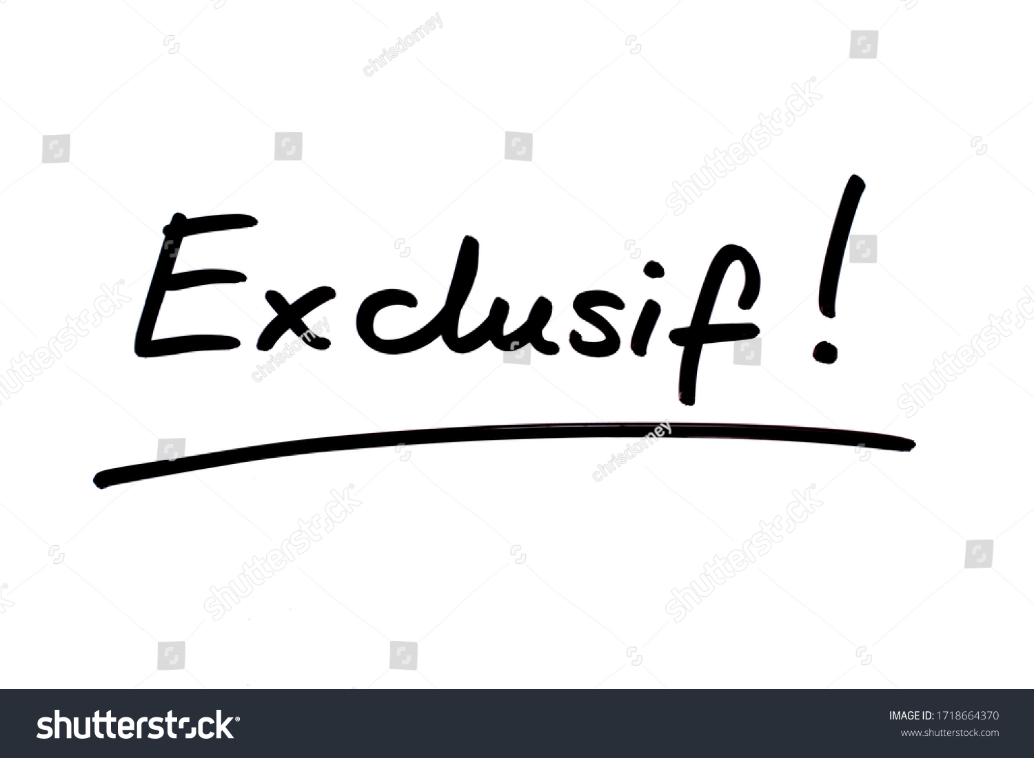 exclusif-french-word-exclusive-handwritten-on-stock-illustration