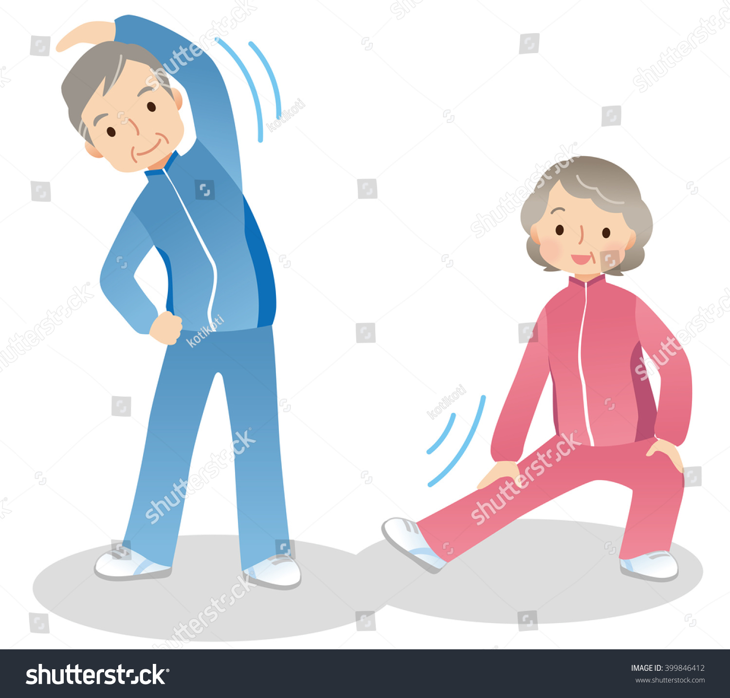 Exercise Elderly Couple Stock Illustration 399846412 - Shutterstock