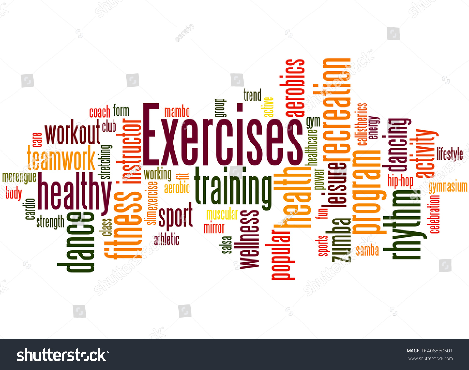 Exercises Word Cloud Concept On White Stock Illustration 406530601