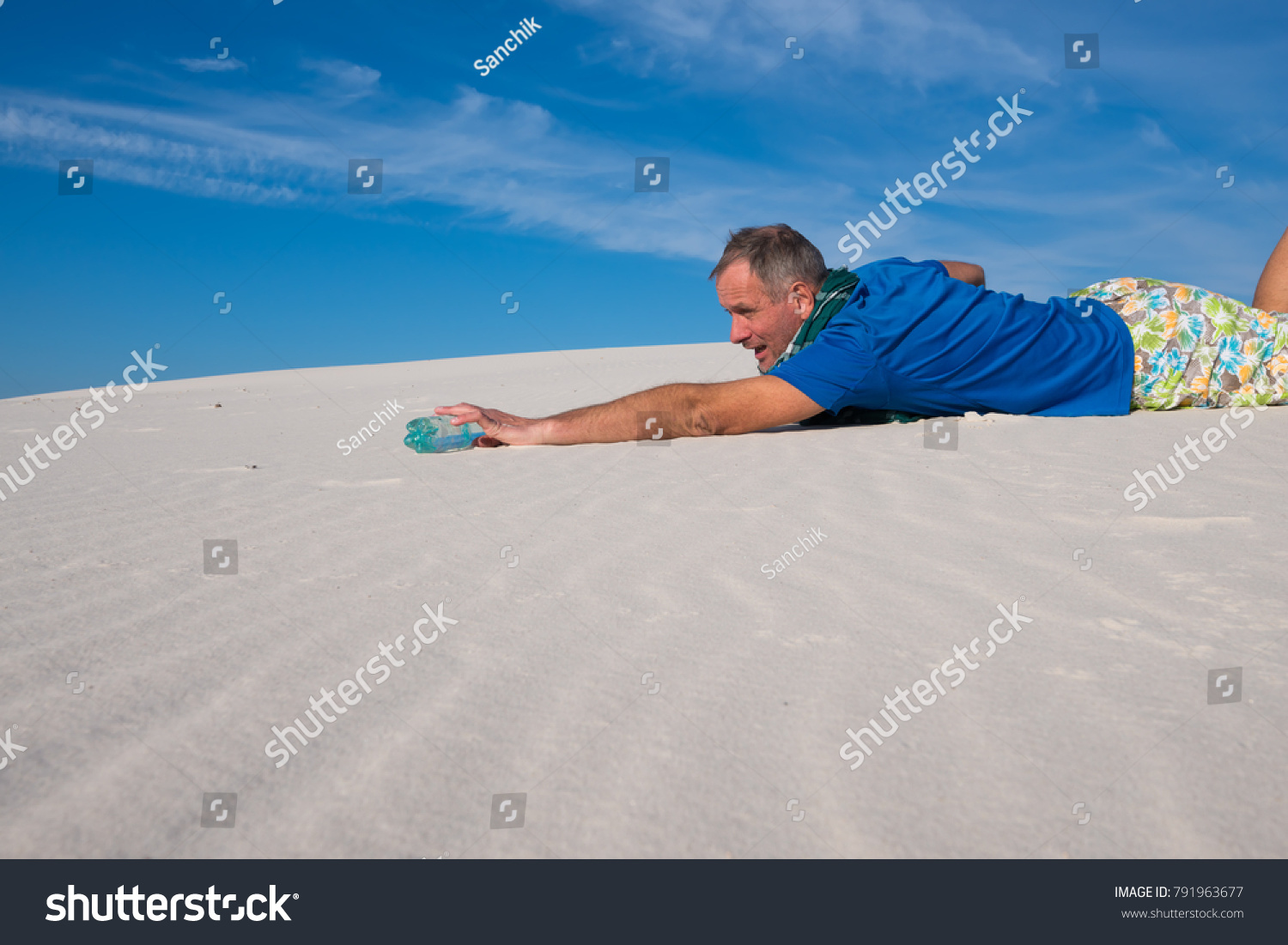 Exhausted Man Lost Desert Crawling On Stock Photo Shutterstock