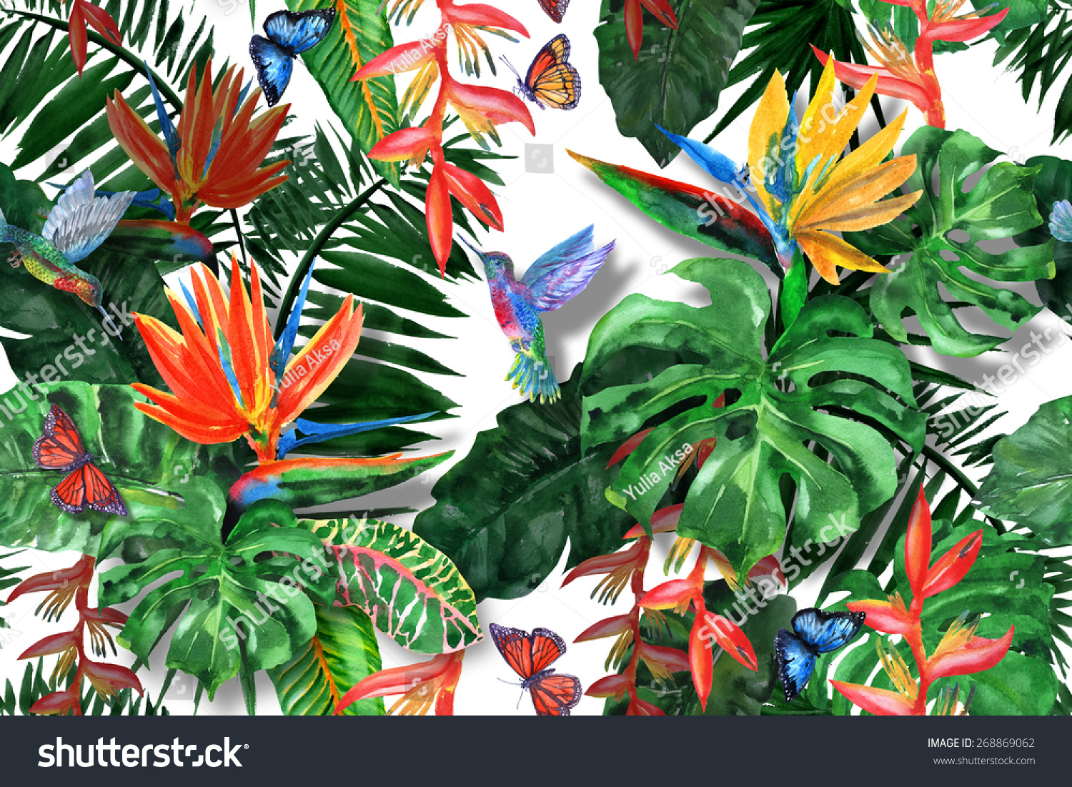 Download Exotic Seamless Pattern Bird Paradise Tropical Stock ...