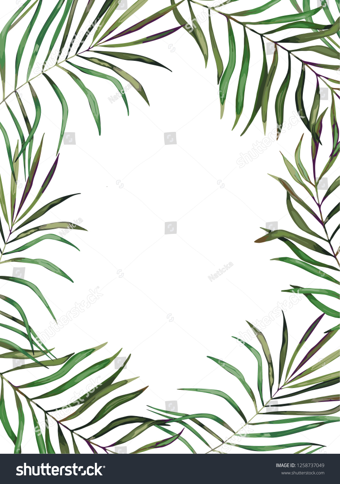 Exotic Tropical Palm Tree Frame Border Stock Illustration 1258737049