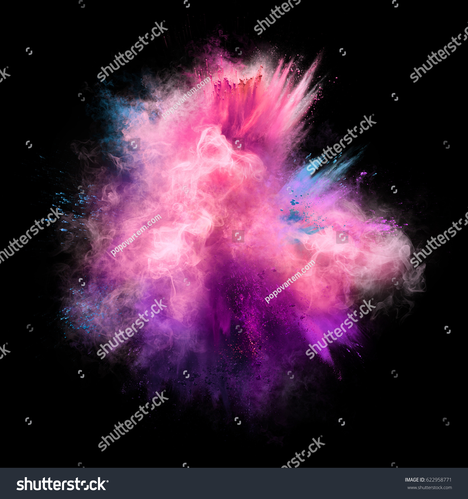 Explosion Pink Violet Blue Powder On Stock Photo Edit Now