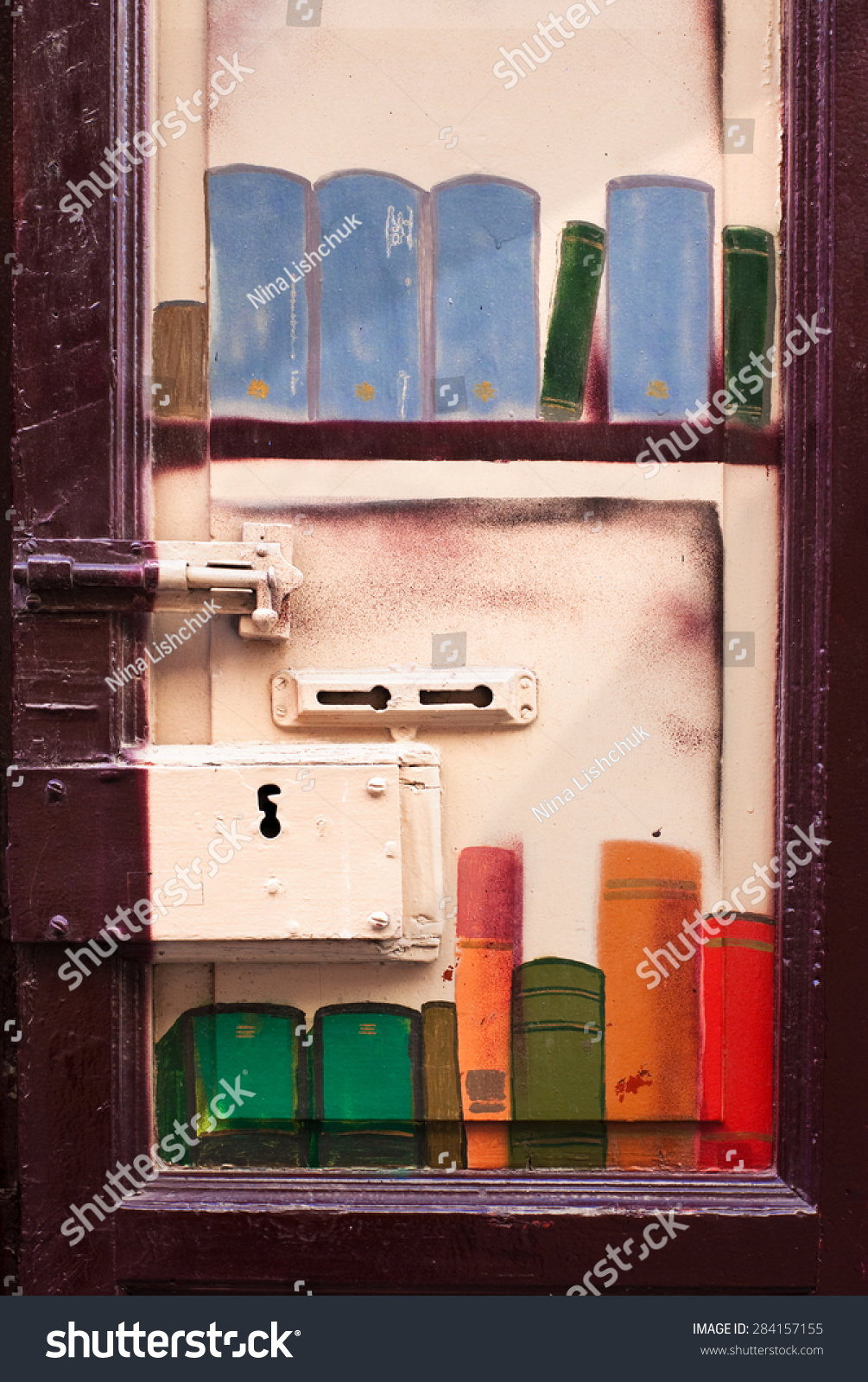 Exterior Door Decorated Painting Bookshelf Big Stock Image