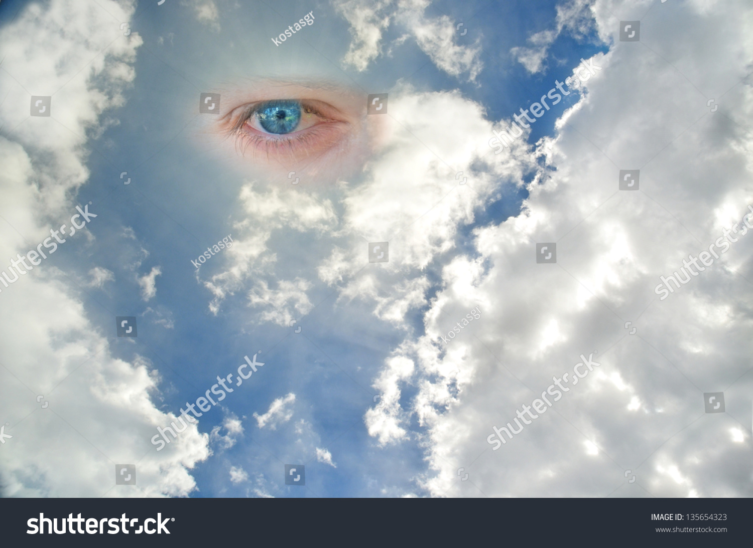 Eye Heaven Blue Sky God Clouds Stock Photo Edit Now 135654323