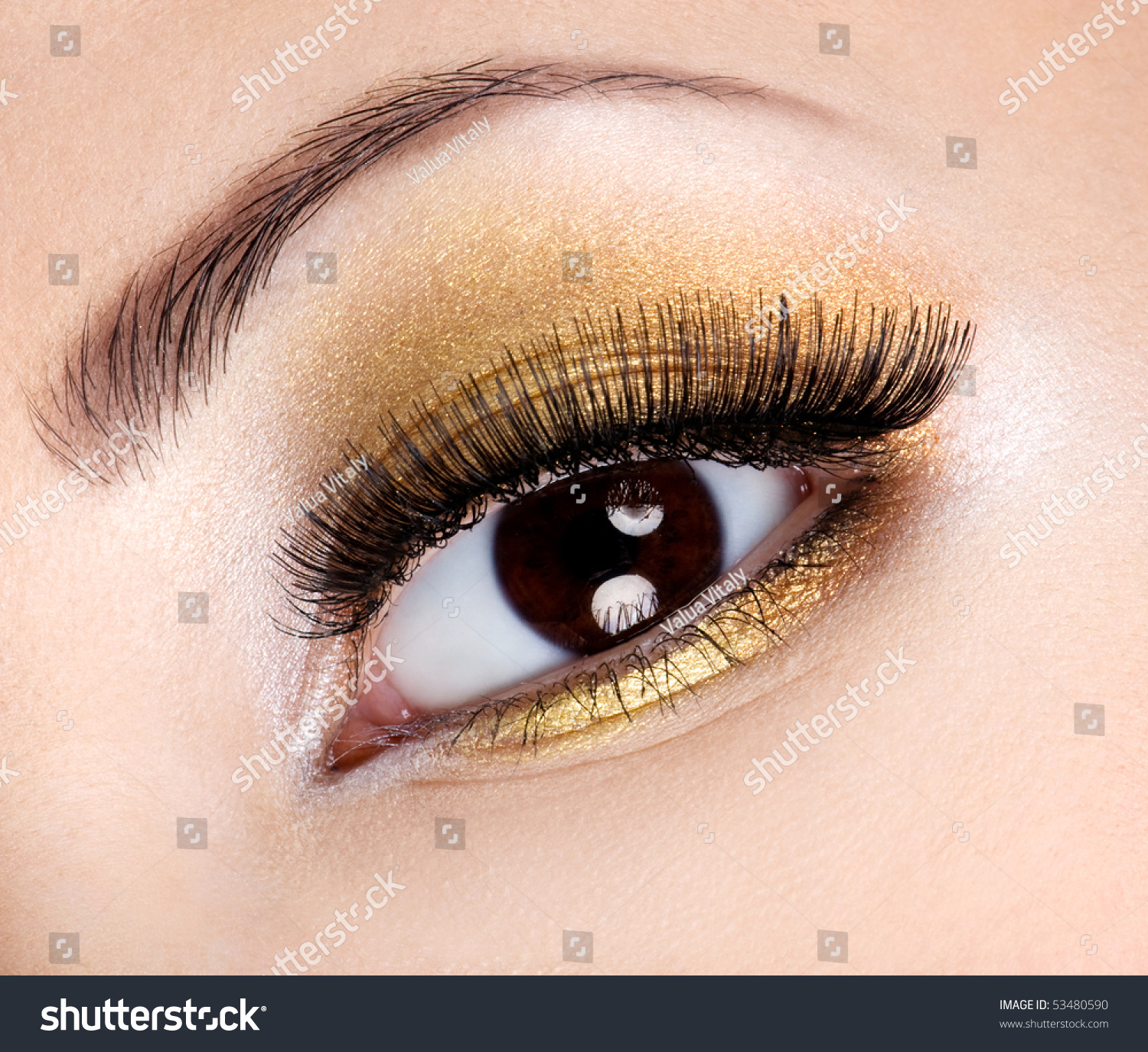 Eye Makeup Bright Fashion Golden Eyeshadow Stock Photo Edit Now